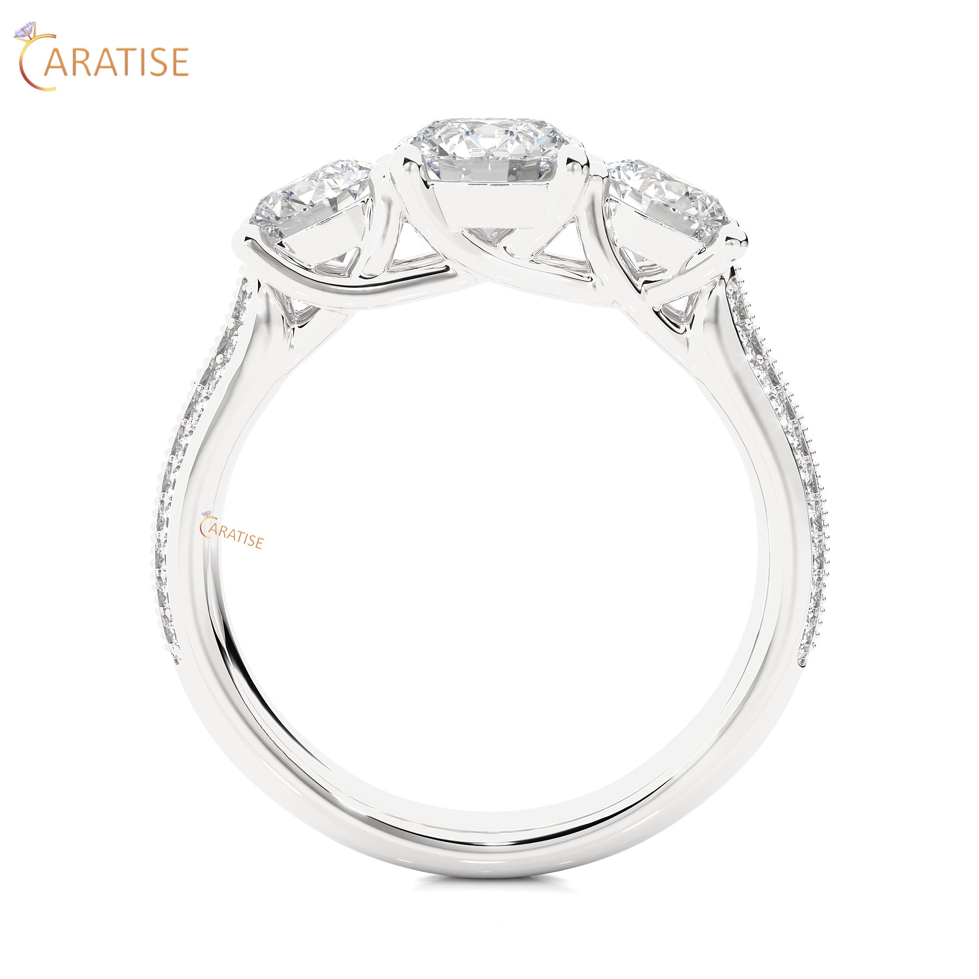 2.23 TDW Round Cut Engagement Moissanite Diamond Ring 925 Silver