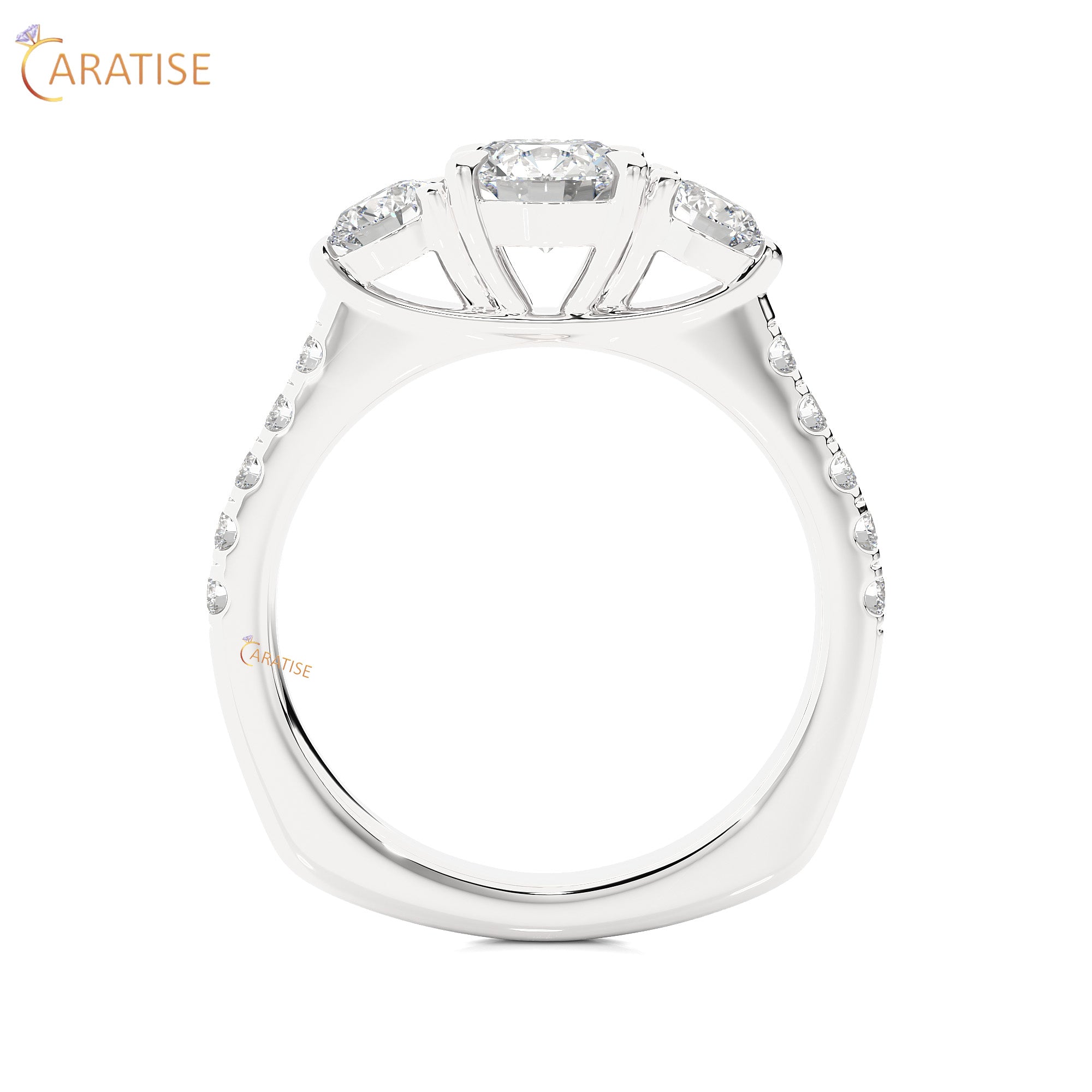 1.55 TDW Round Cut Engagement Moissanite Diamond Ring 925 Silver