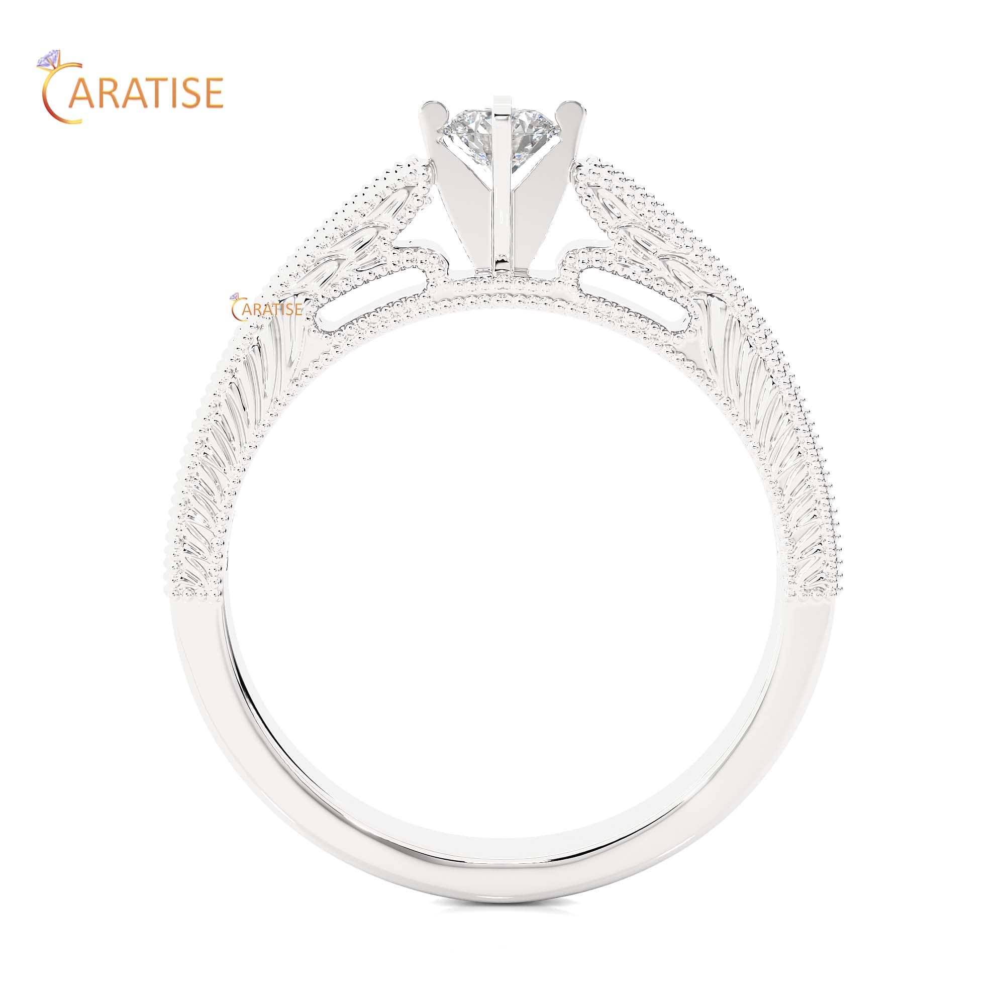 0.48 TDW Round Cut Engagement Moissanite Diamond Ring 925 Silver