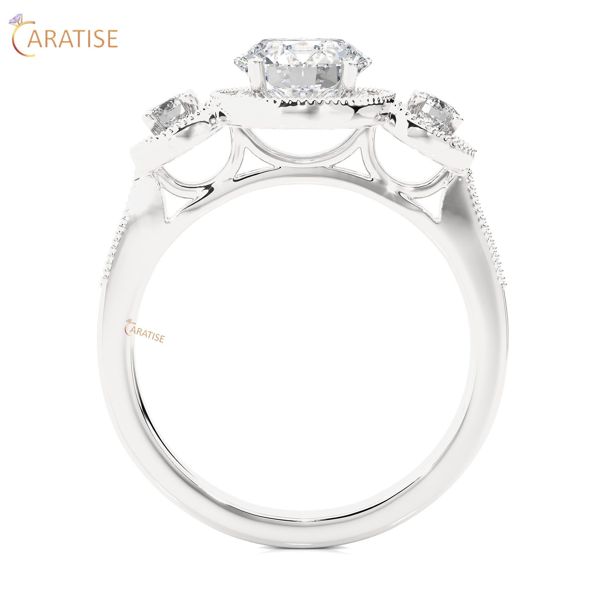 1.43 TDW Round Cut Engagement Moissanite Diamond Ring 925 Silver