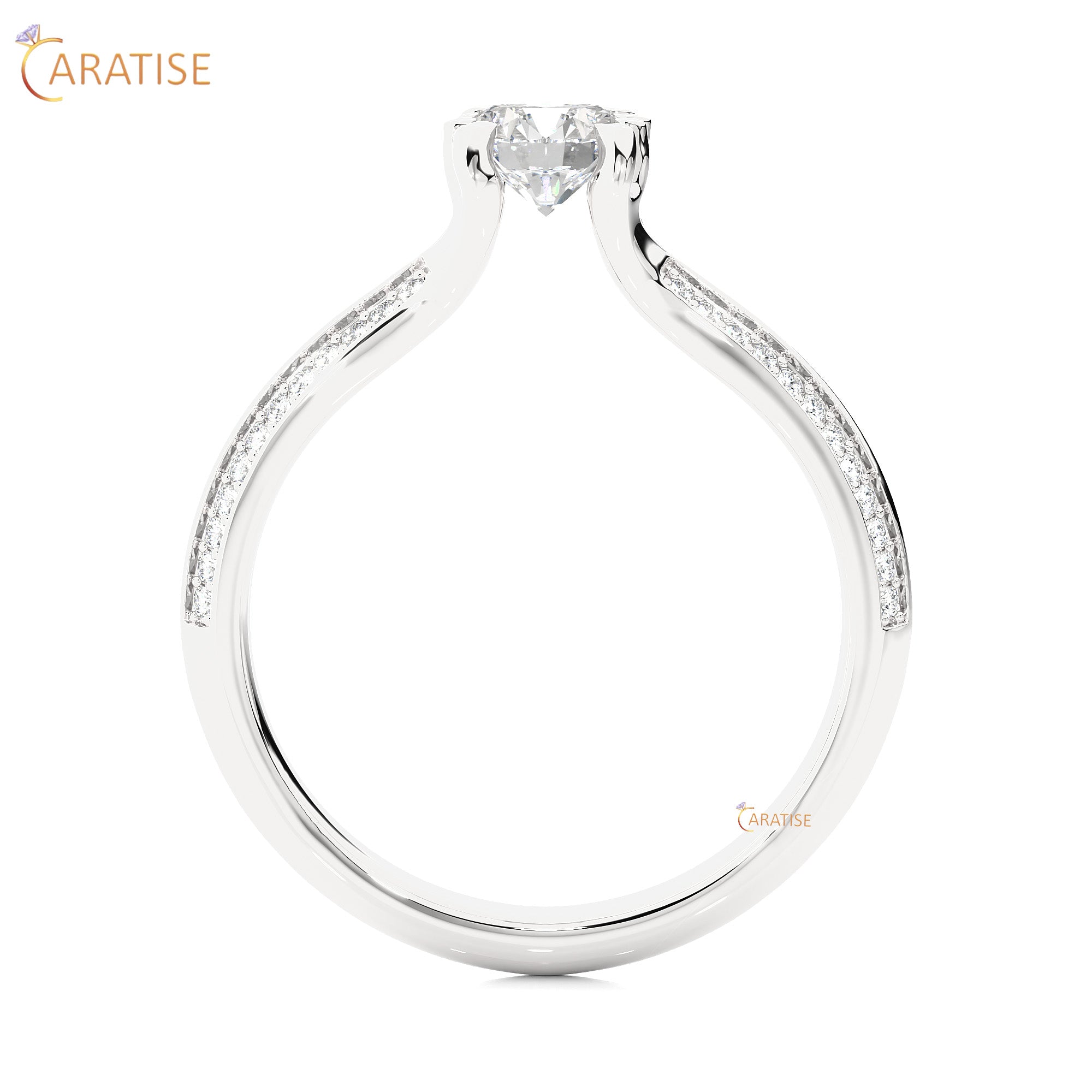 0.86 TDW Round Cut Engagement Moissanite Diamond Ring 925 Silver