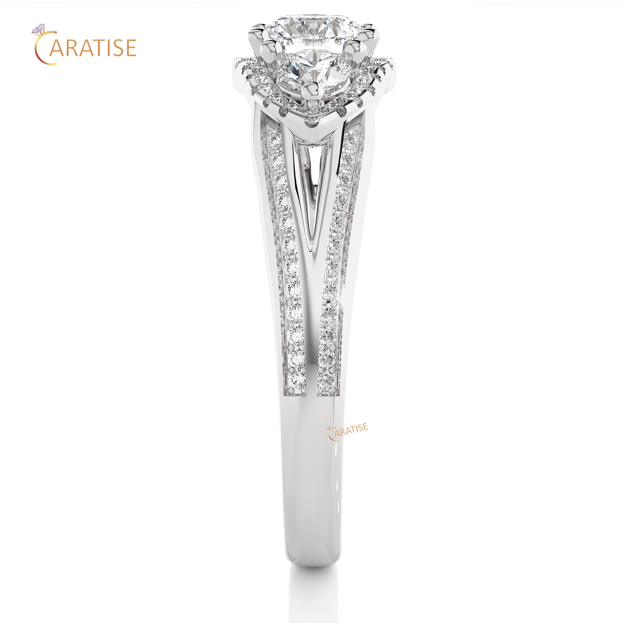 1.14 TDW Round Cut Engagement Moissanite Diamond Ring 925 Silver