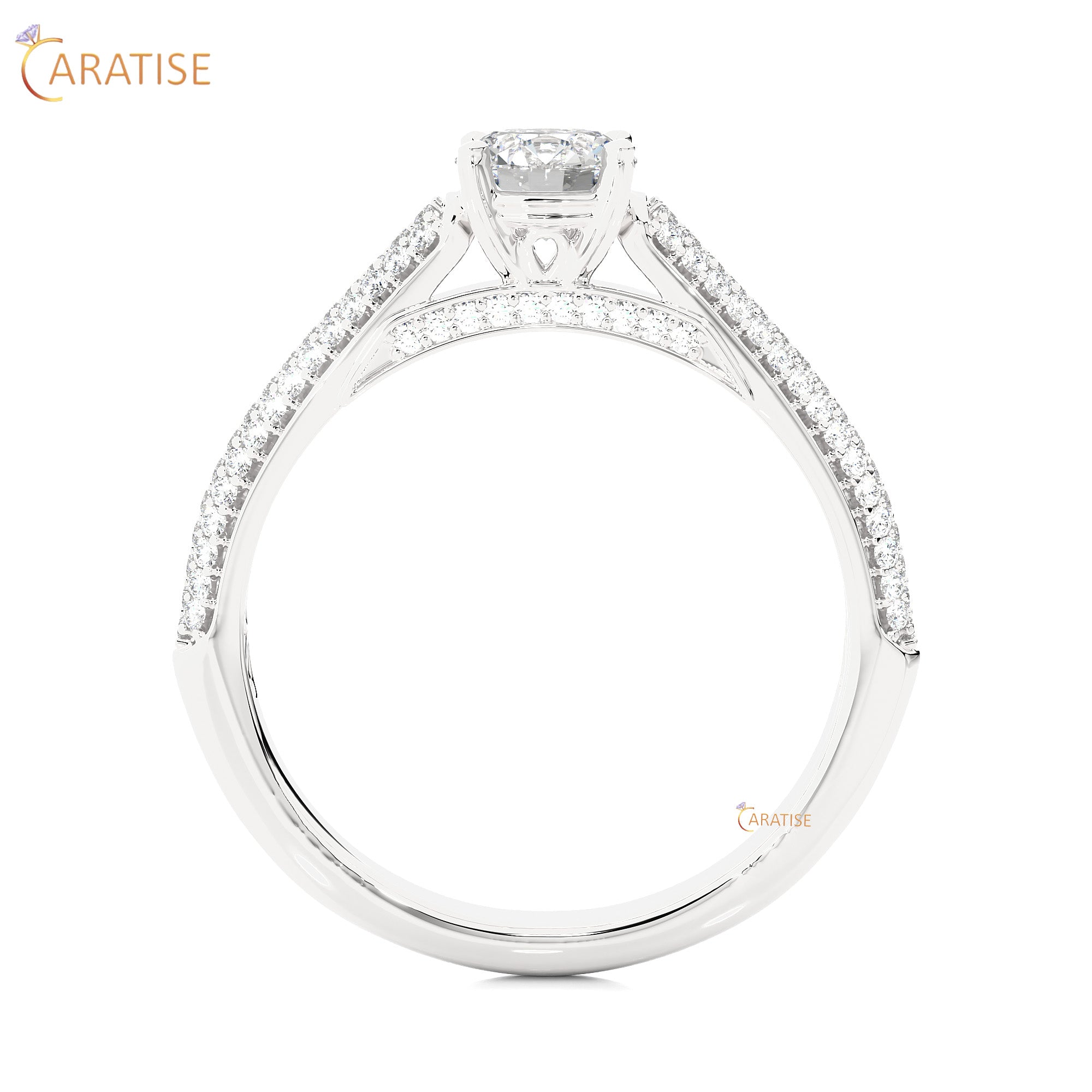 0.95 TDW Round Cut Engagement Moissanite Diamond Ring 925 Silver