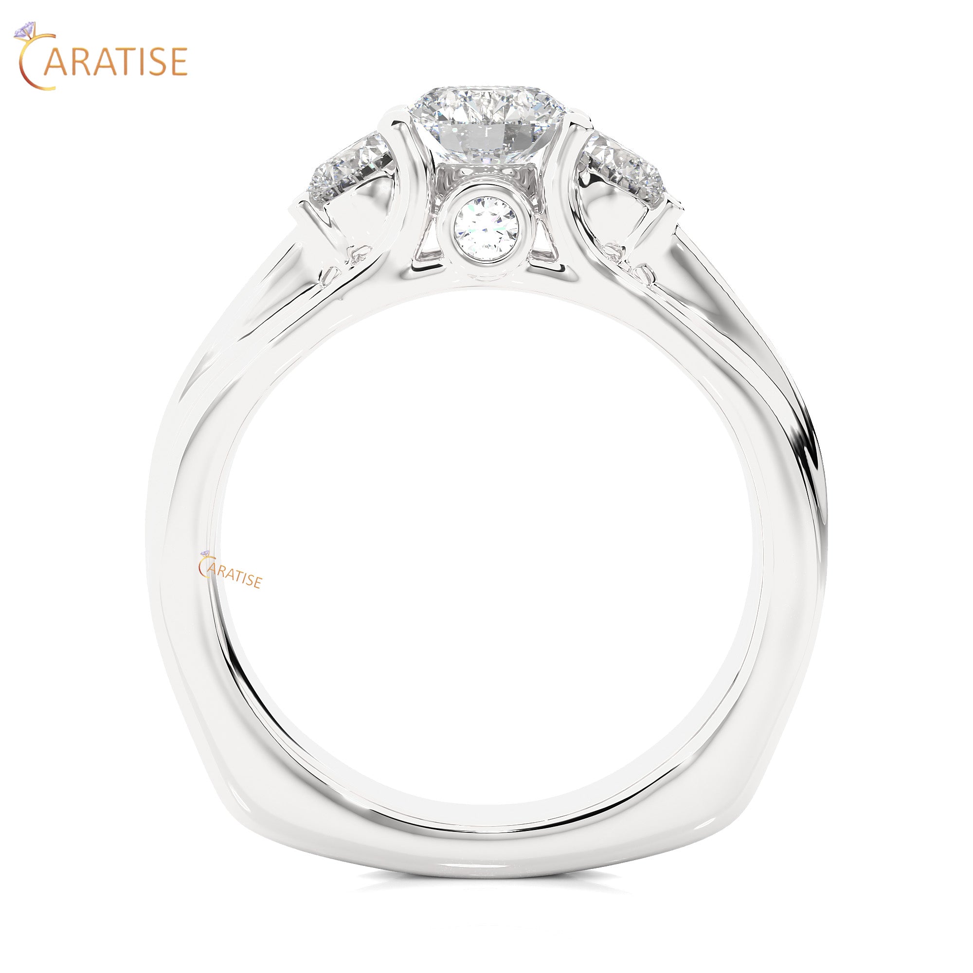 1.70 TDW Round Cut Engagement Moissanite Diamond Ring 925 Silver