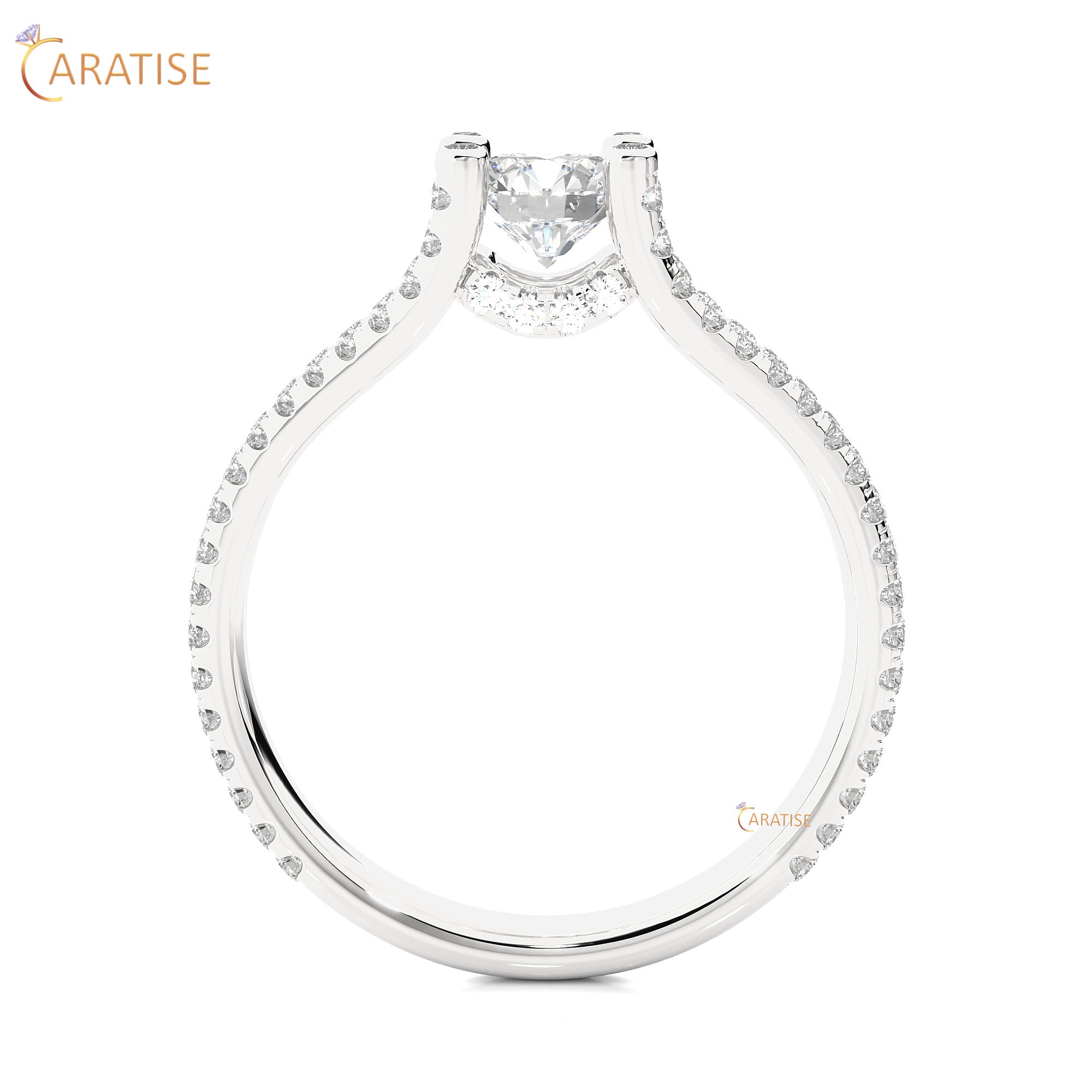 1.08 TDW Round Cut Engagement Moissanite Diamond Ring 925 Silver