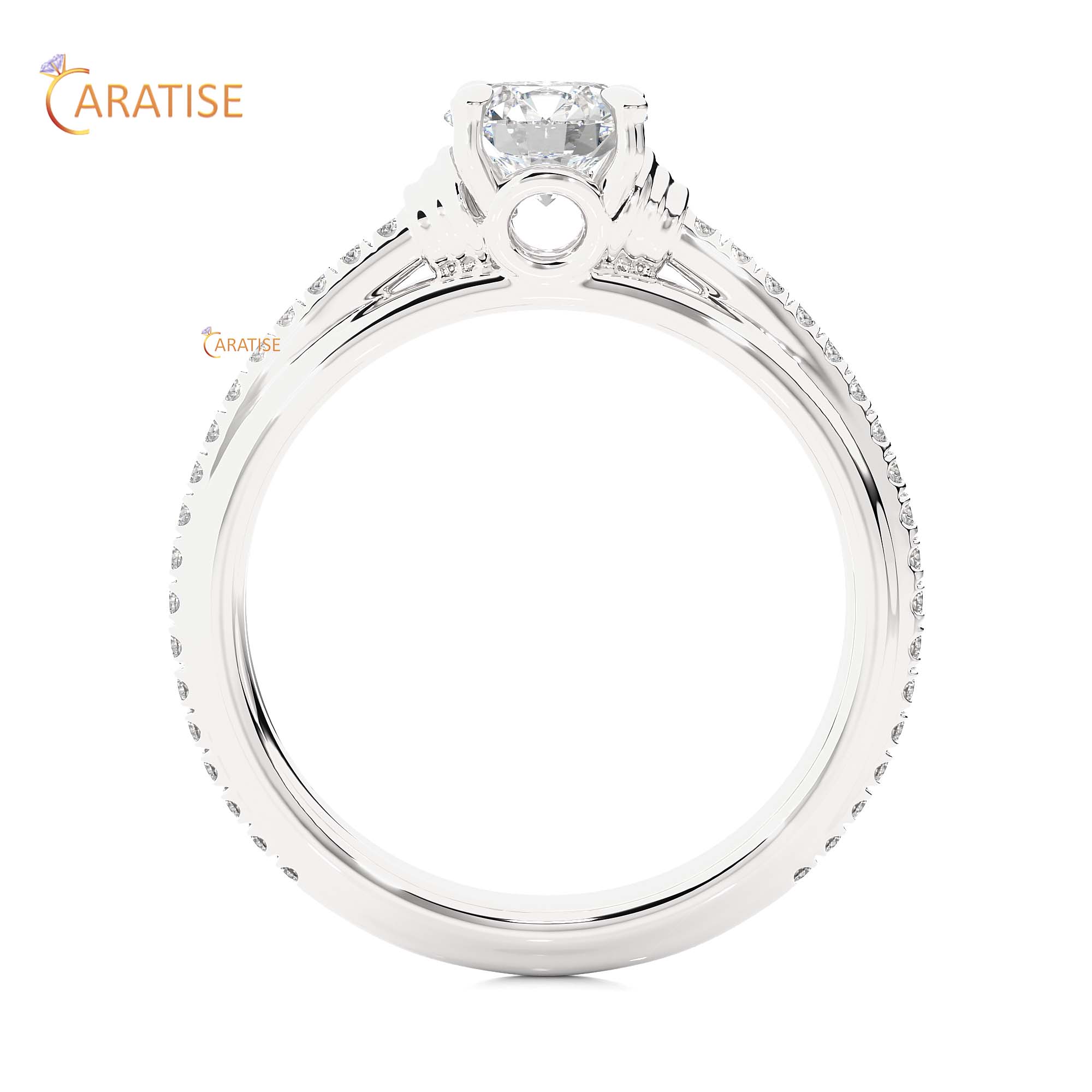 1.26 TDW Round Cut Engagement Moissanite Diamond Ring 925 Silver