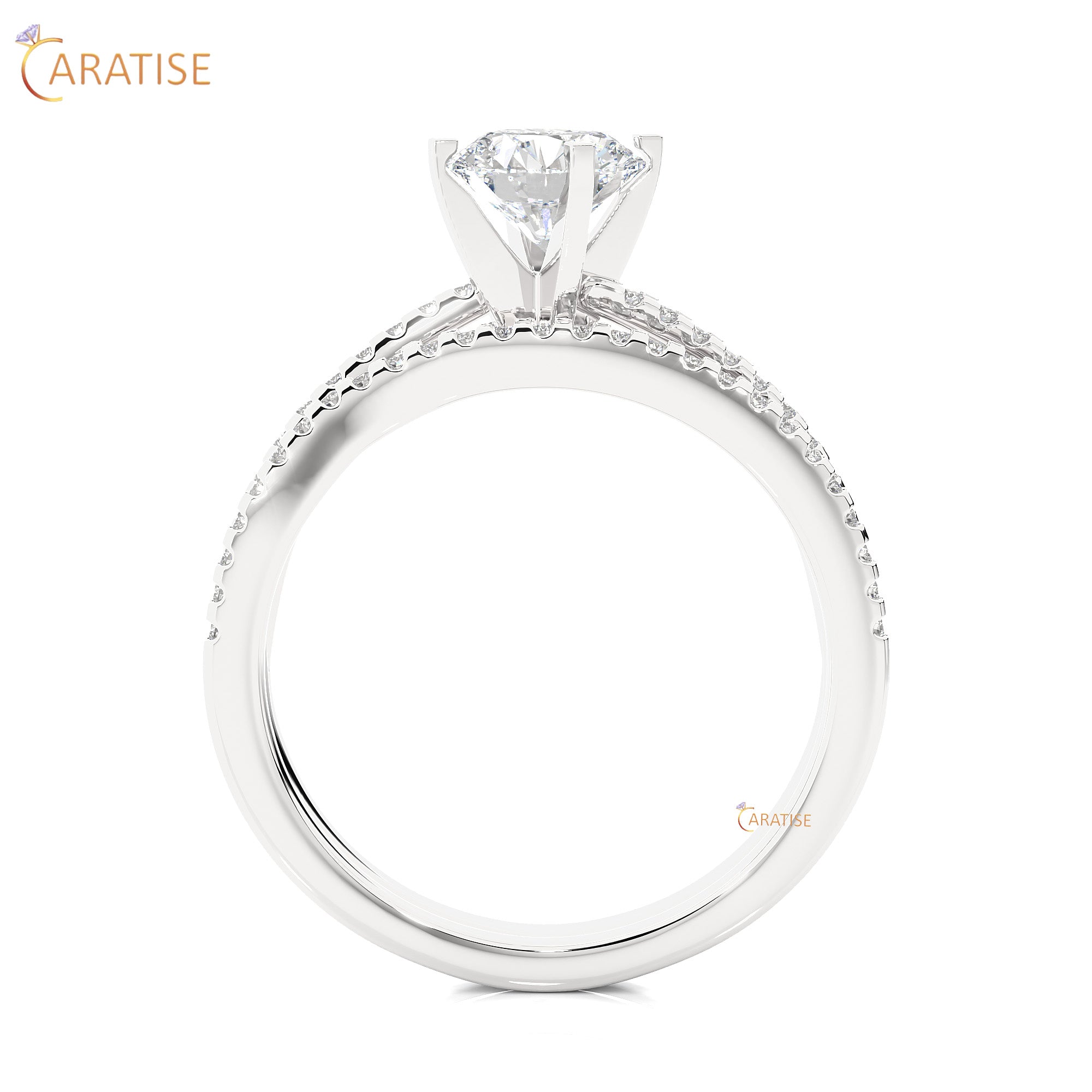 0.72 TDW Round Cut Moissanite Diamond Engagement Ring 925 Silver