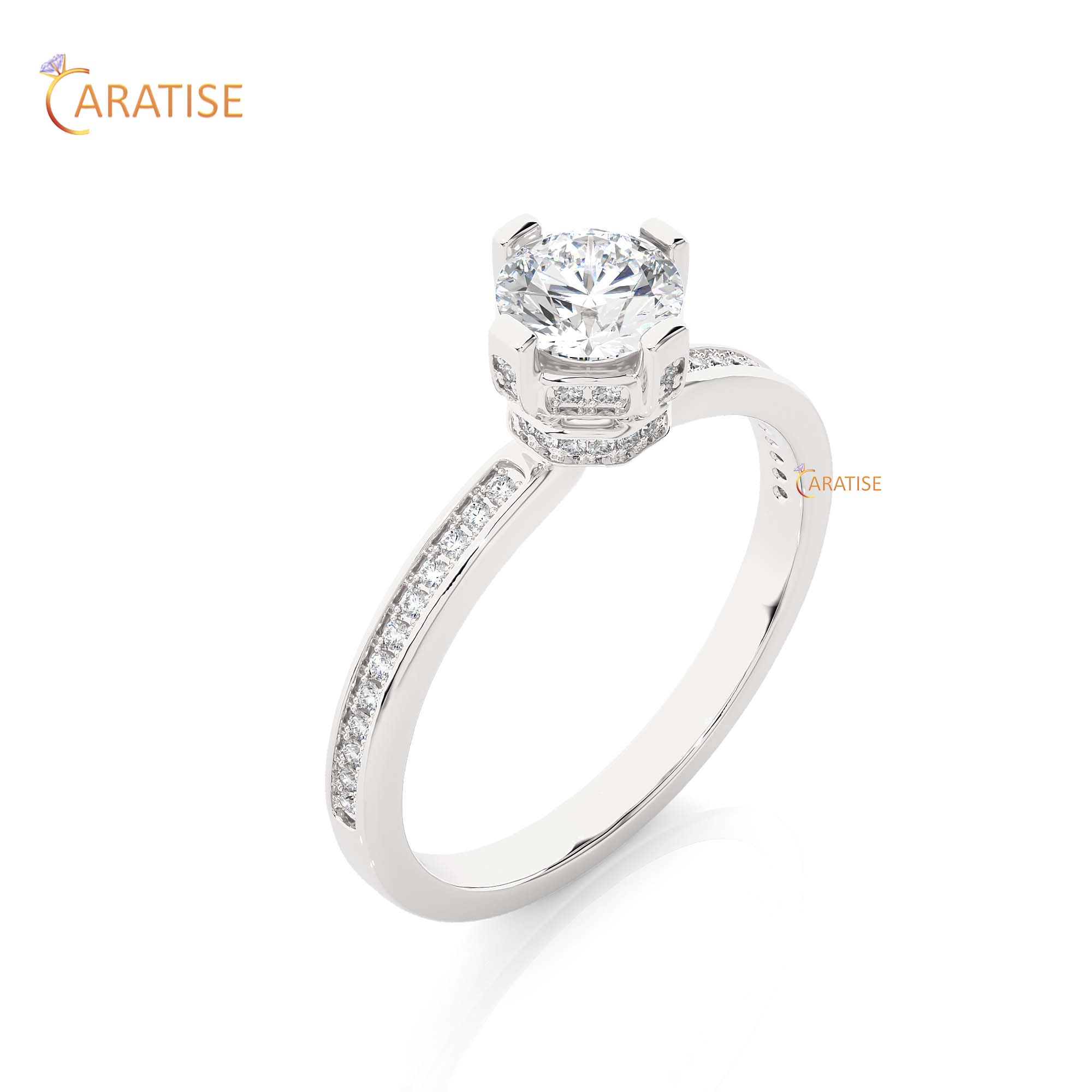 0.78 TDW Round Cut Engagement Moissanite Diamond Ring 925 Silver