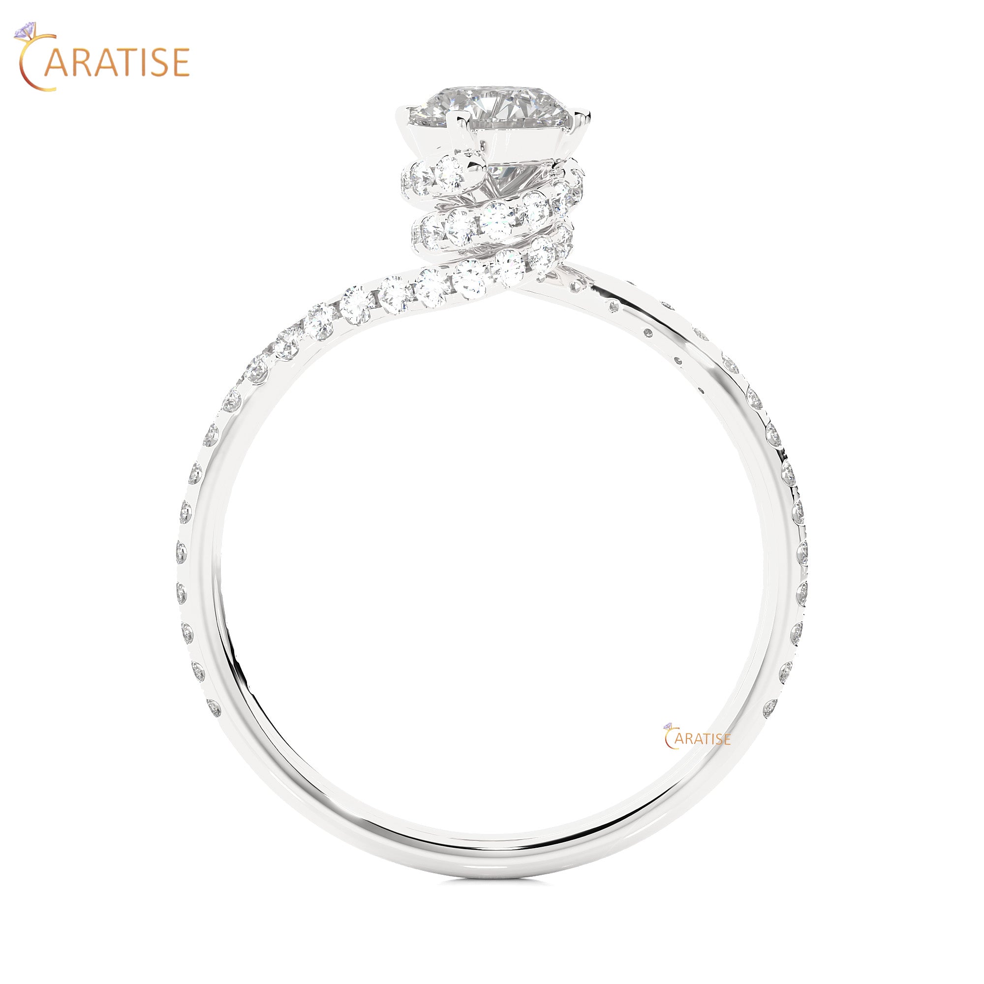 0.84 TDW Round Cut Engagement Moissanite Diamond Ring 925 Silver