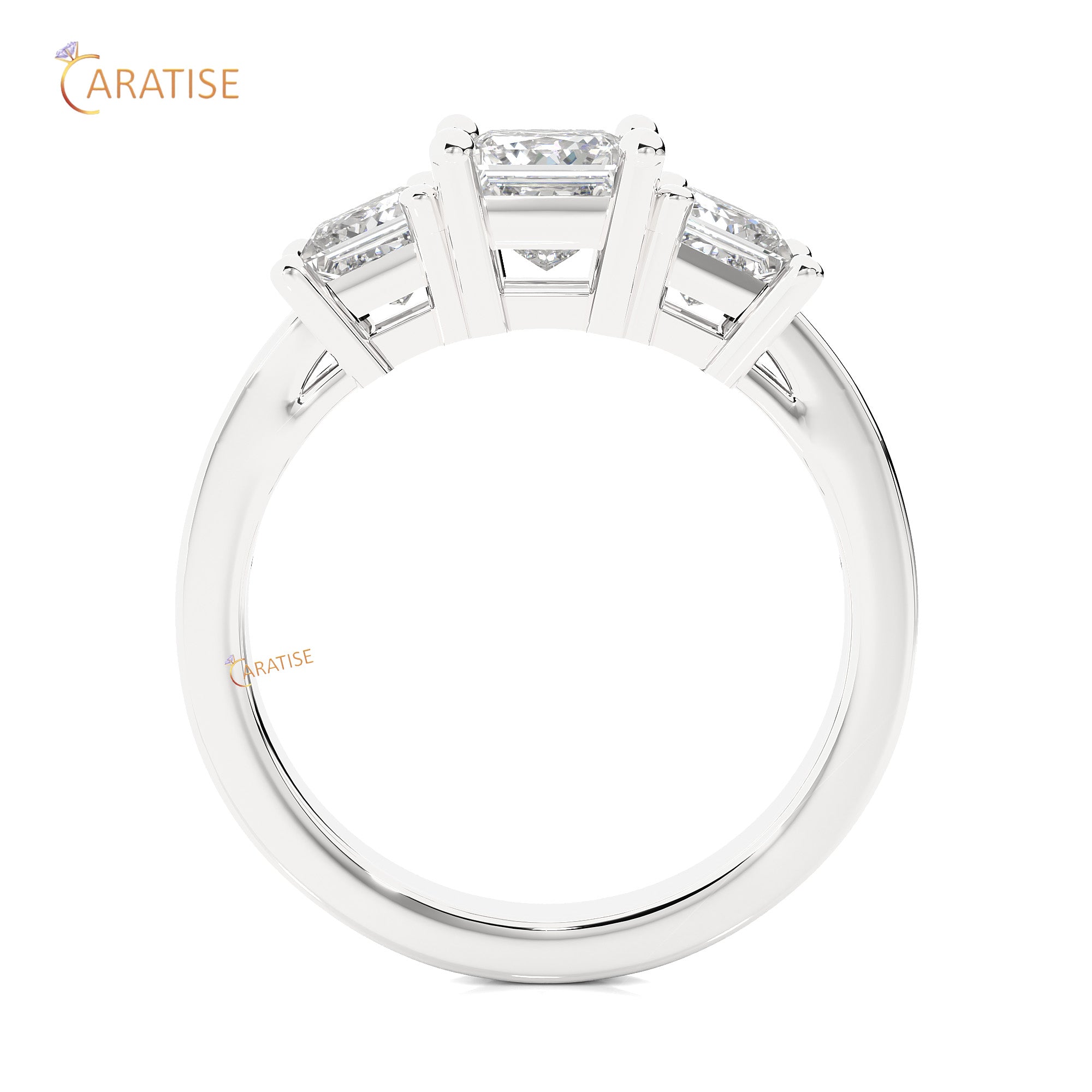 2.19 TDW Round & Princess Cut Engagement Moissanite Diamond Ring 925 Silver