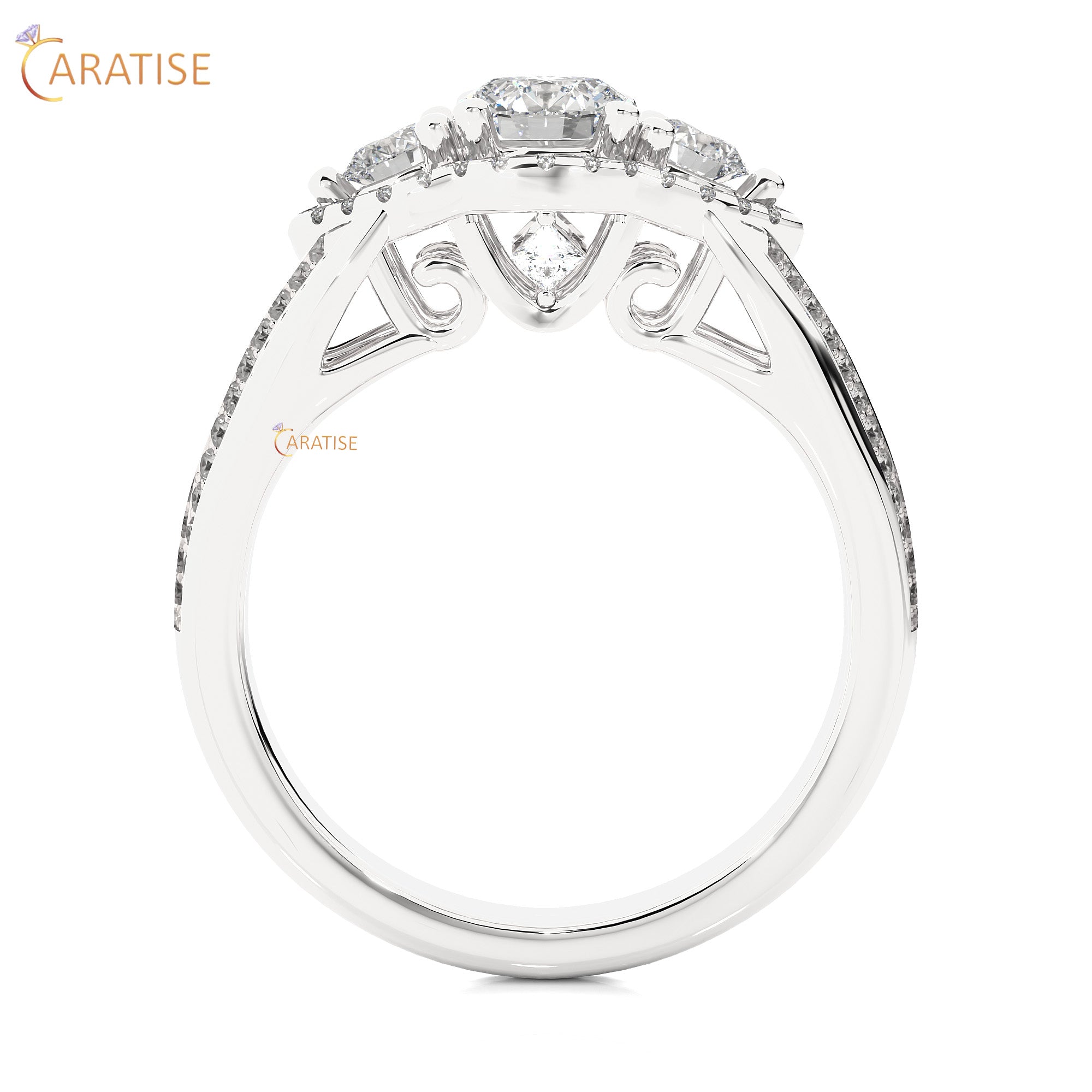 1.14 TDW Round Cut Engagement Moissanite Diamond Ring 925 Silver