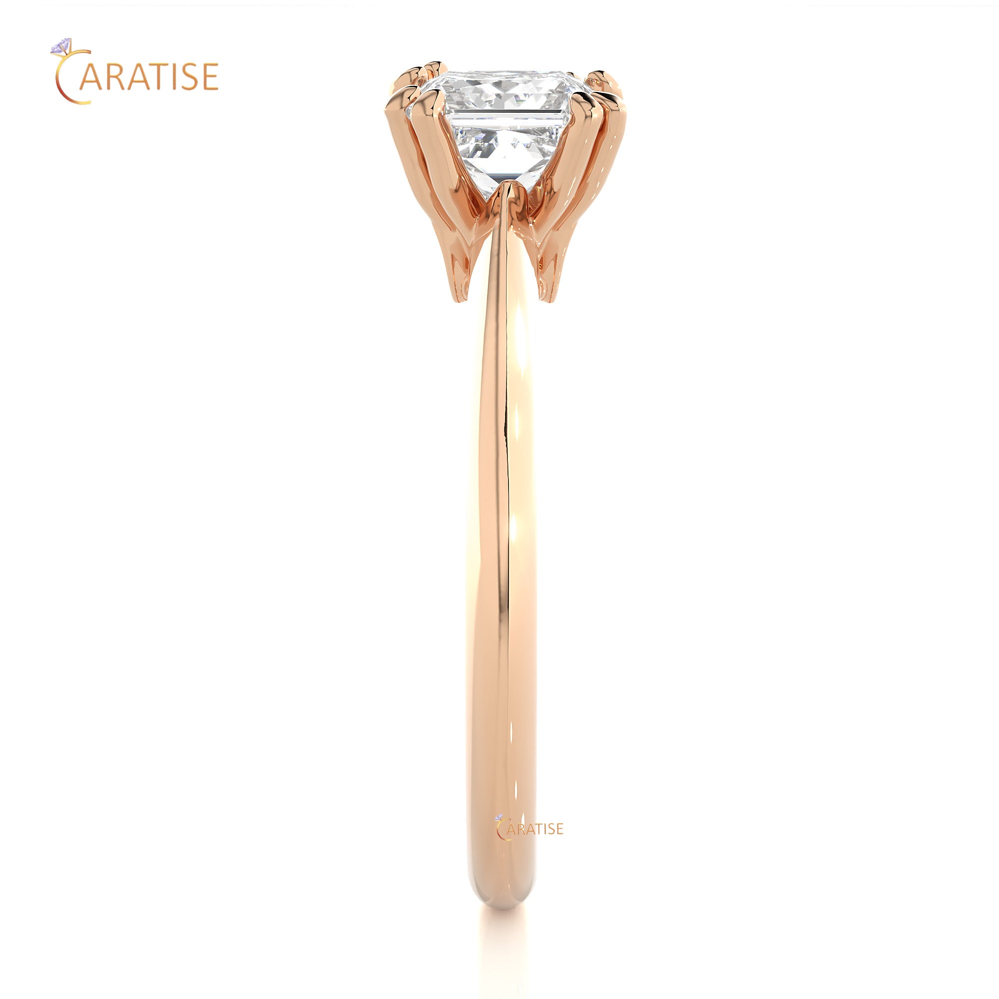 1.38 TDW Round & princess Cut Engagement Moissanite Diamond Ring 925 Silver