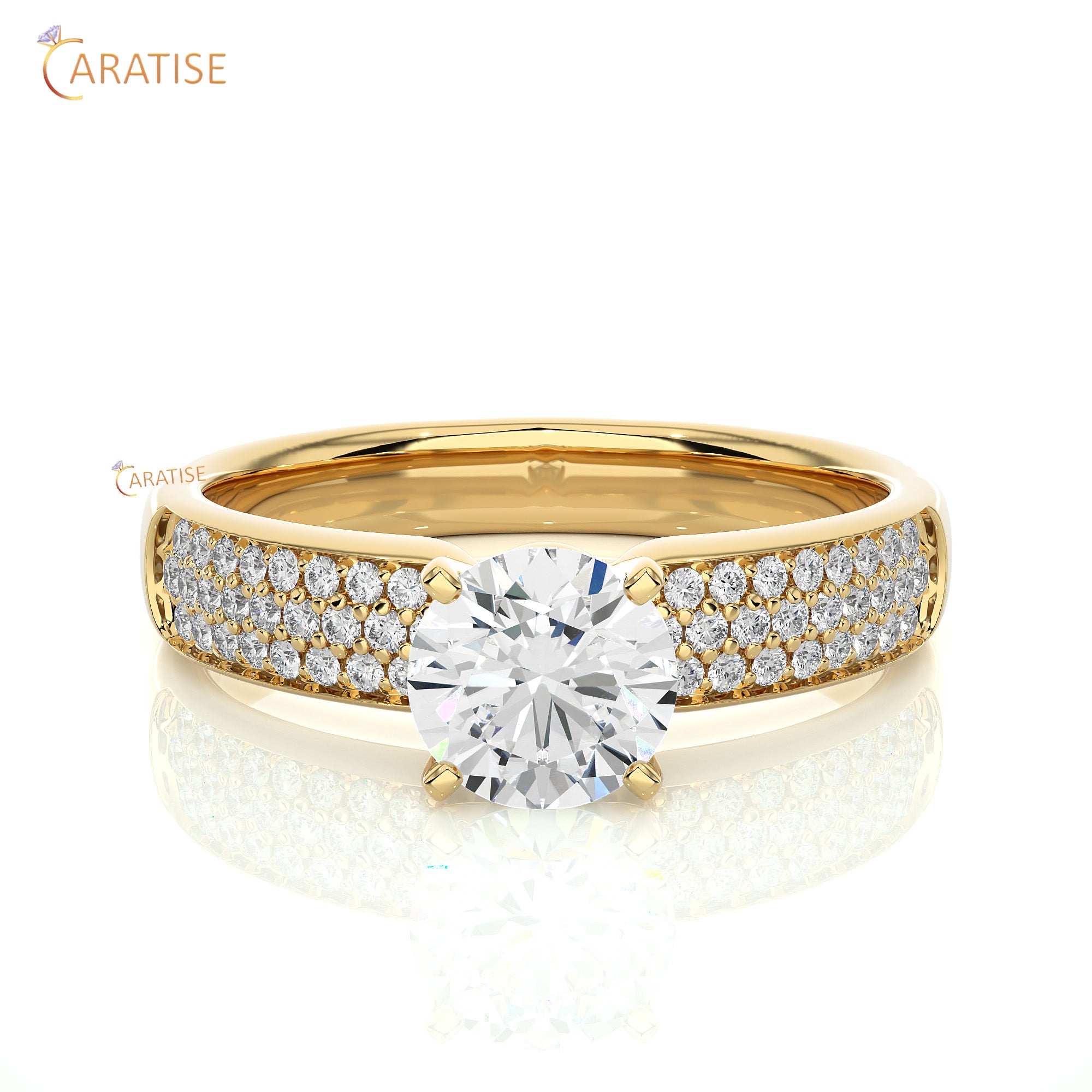 1.02 TDW Round Cut Engagement Moissanite Diamond Ring 925 Silver