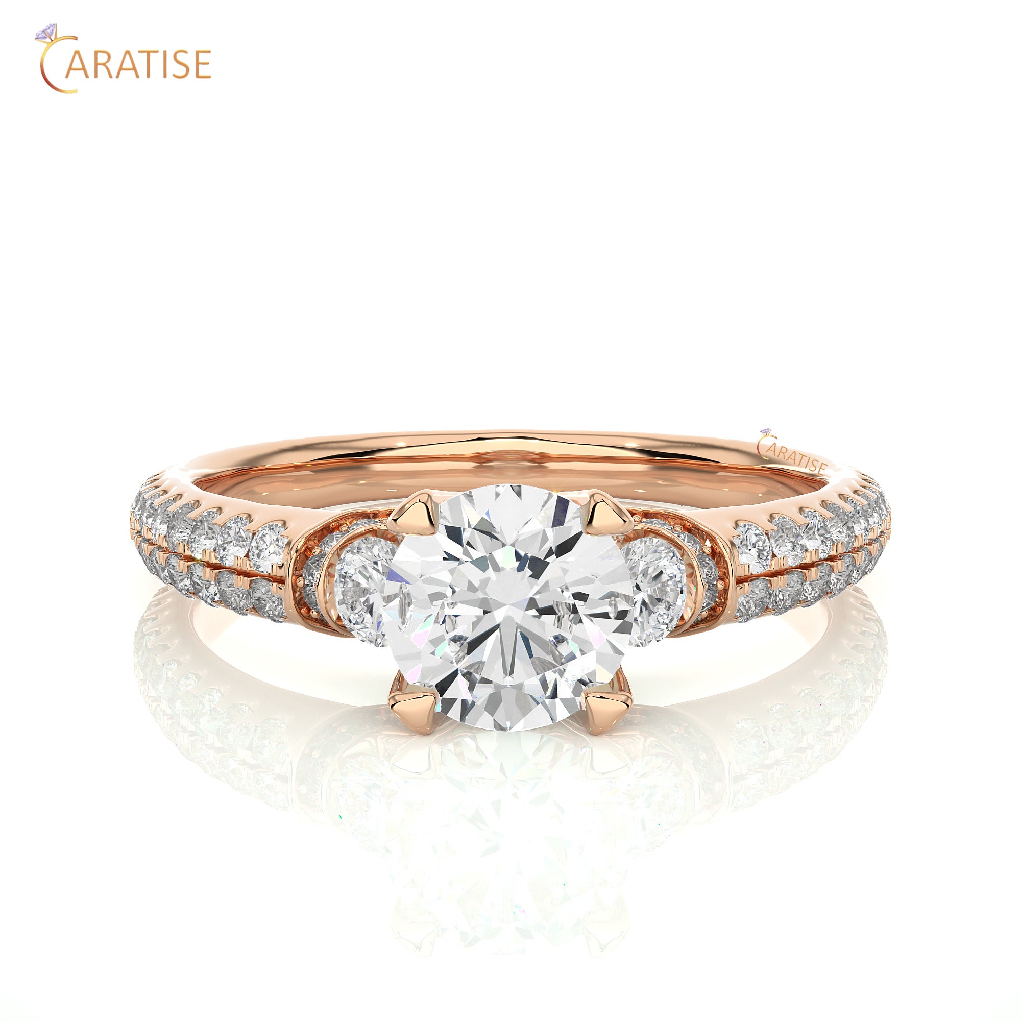 1.44 TDW Round Cut Engagement Moissanite Diamond Ring 925 Silver