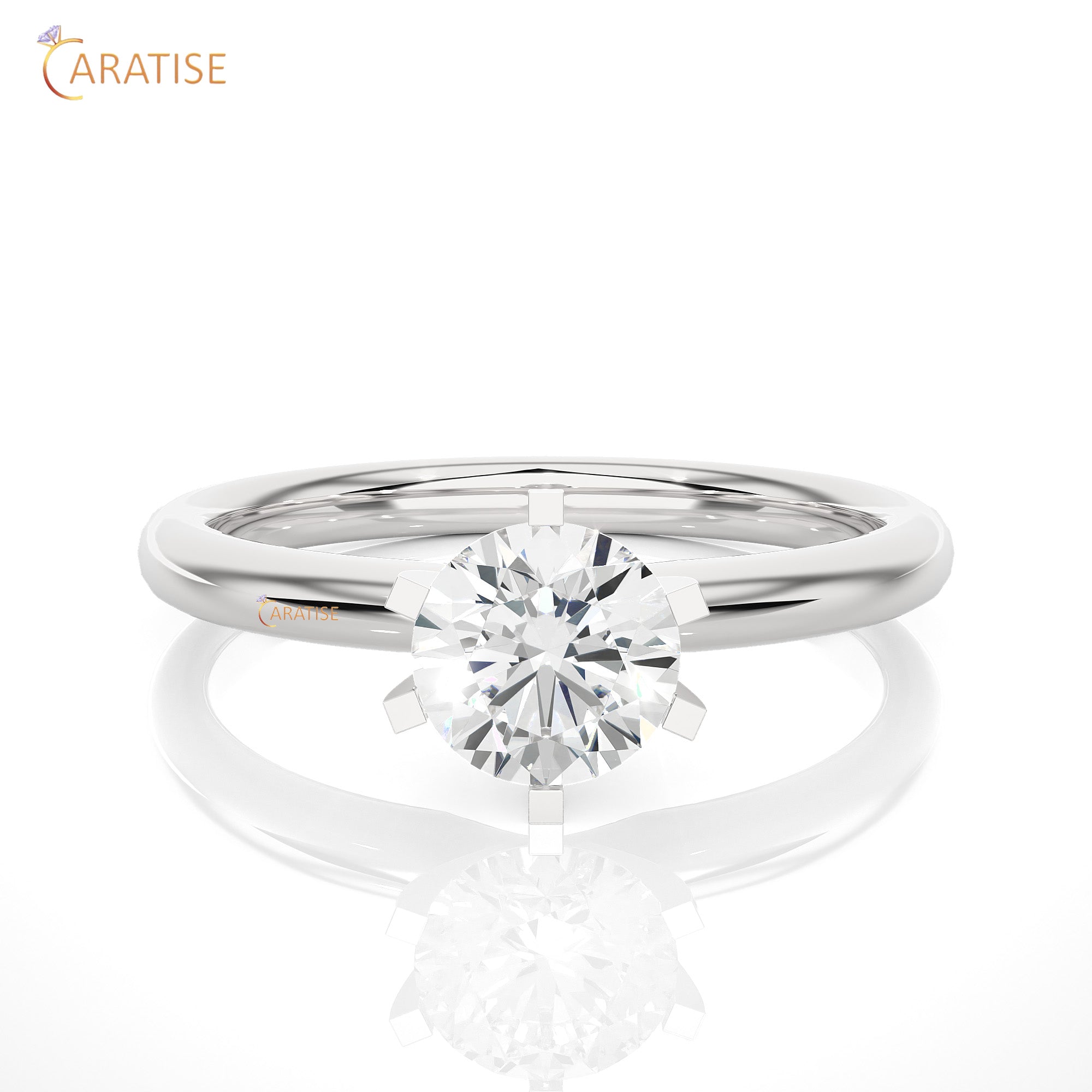 1.18 TDW Round Cut Moissanite Diamond  Solitaire Ring 925 Silver