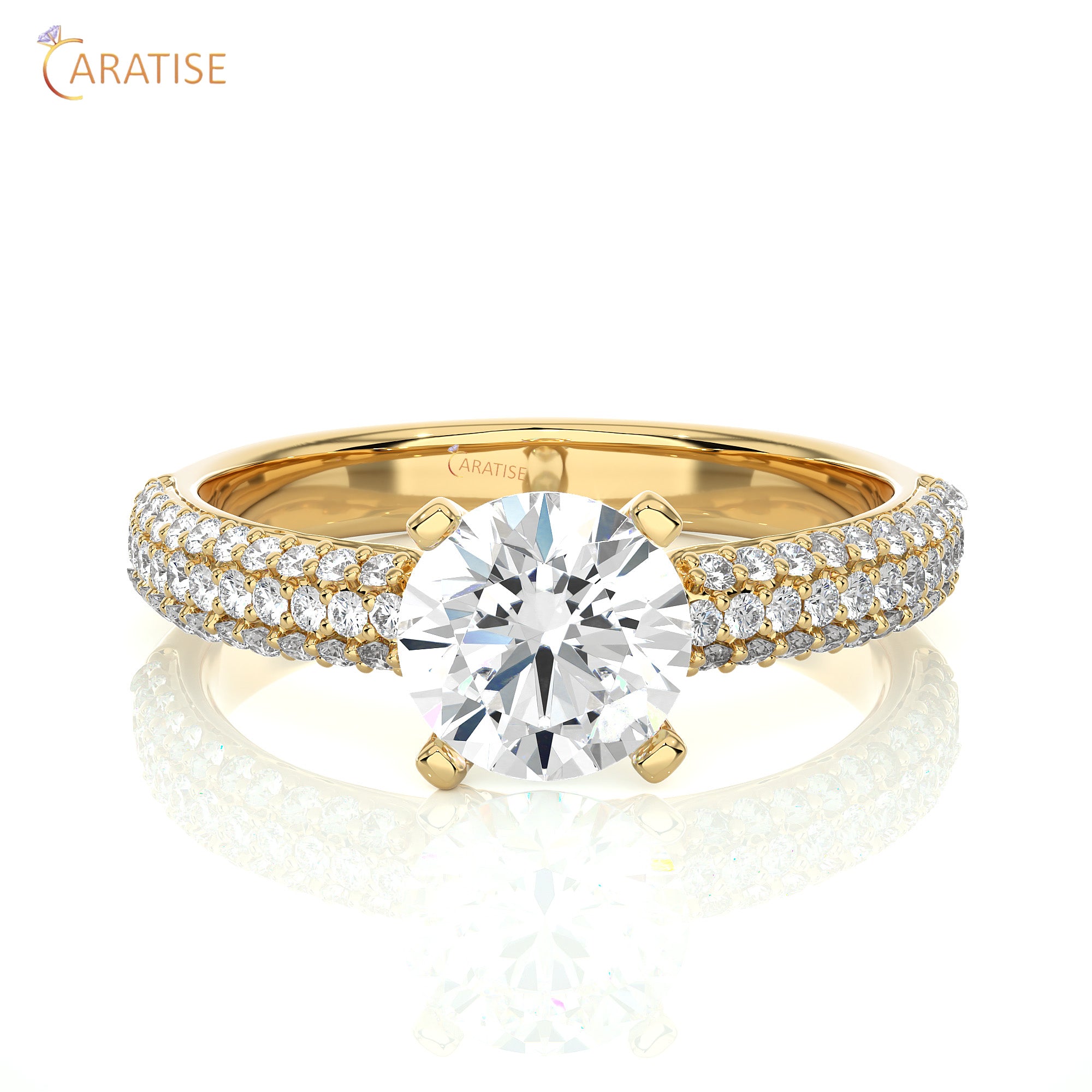 1.22 TDW Round Cut Engagement Moissanite Diamond Ring 925 Silver