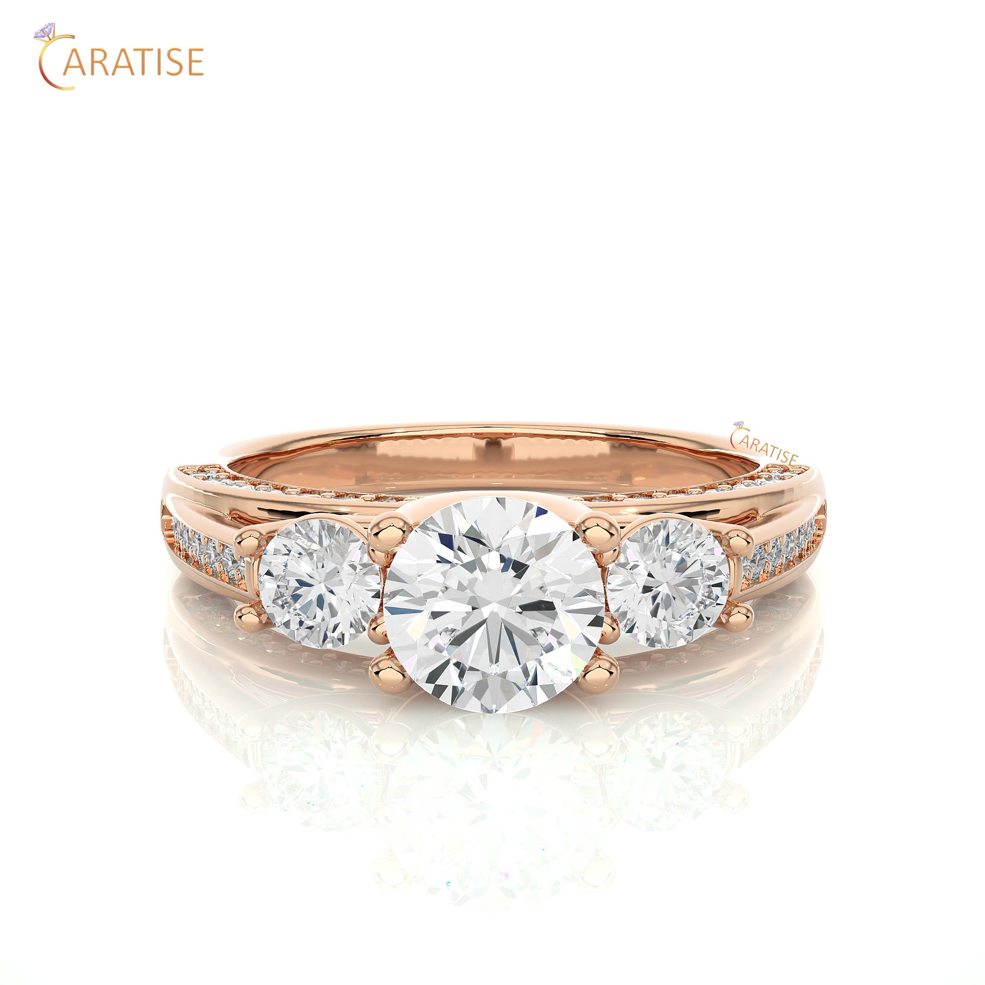 1.98 TDW Round Cut Engagement Moissanite Diamond Ring 925 Silver