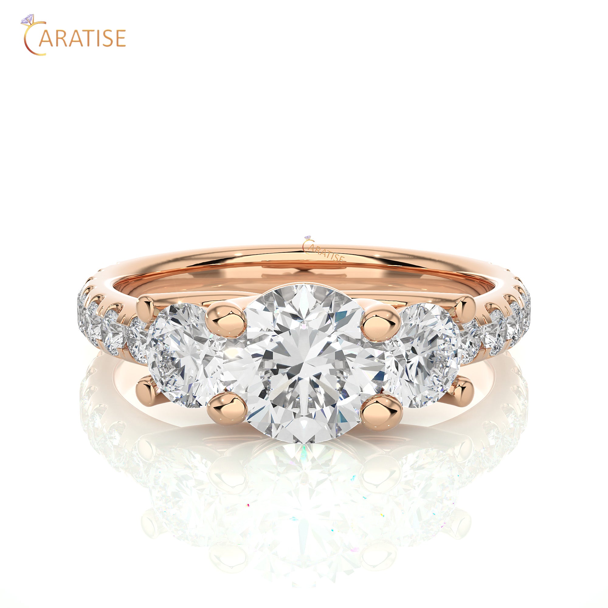 2.35 TDW Round Cut Engagement Moissanite Diamond Ring 925 Silver