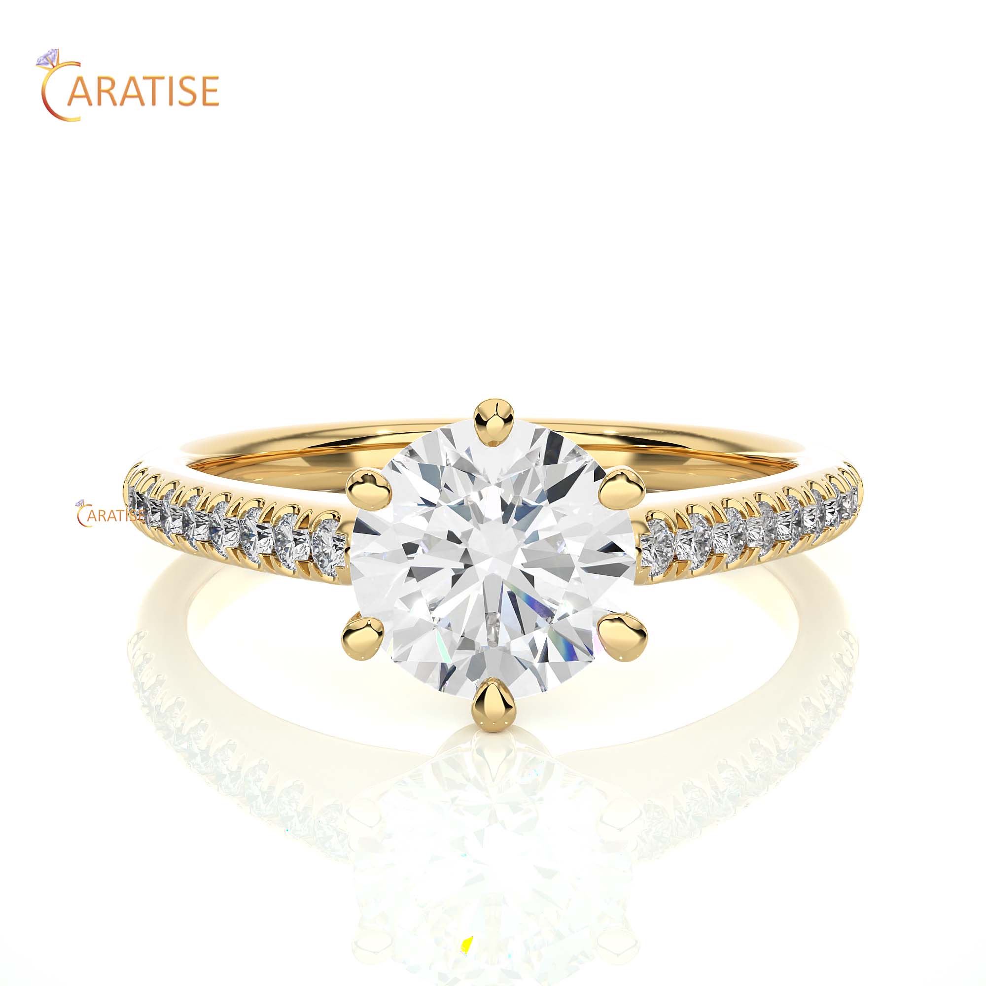 1.47 TDW Round Cut Engagement Moissanite Diamond Ring 925 Silver