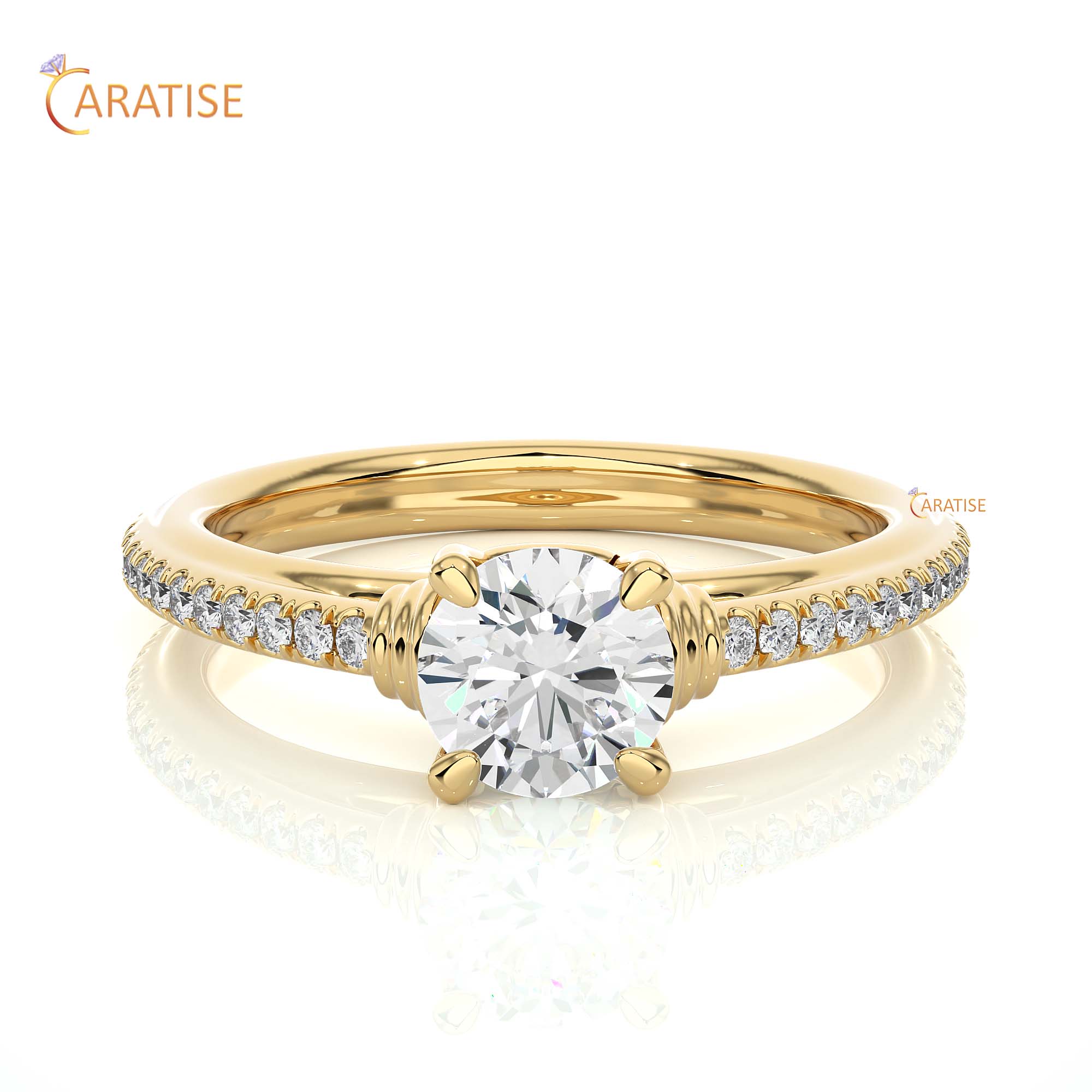 1.26 TDW Round Cut Engagement Moissanite Diamond Ring 925 Silver