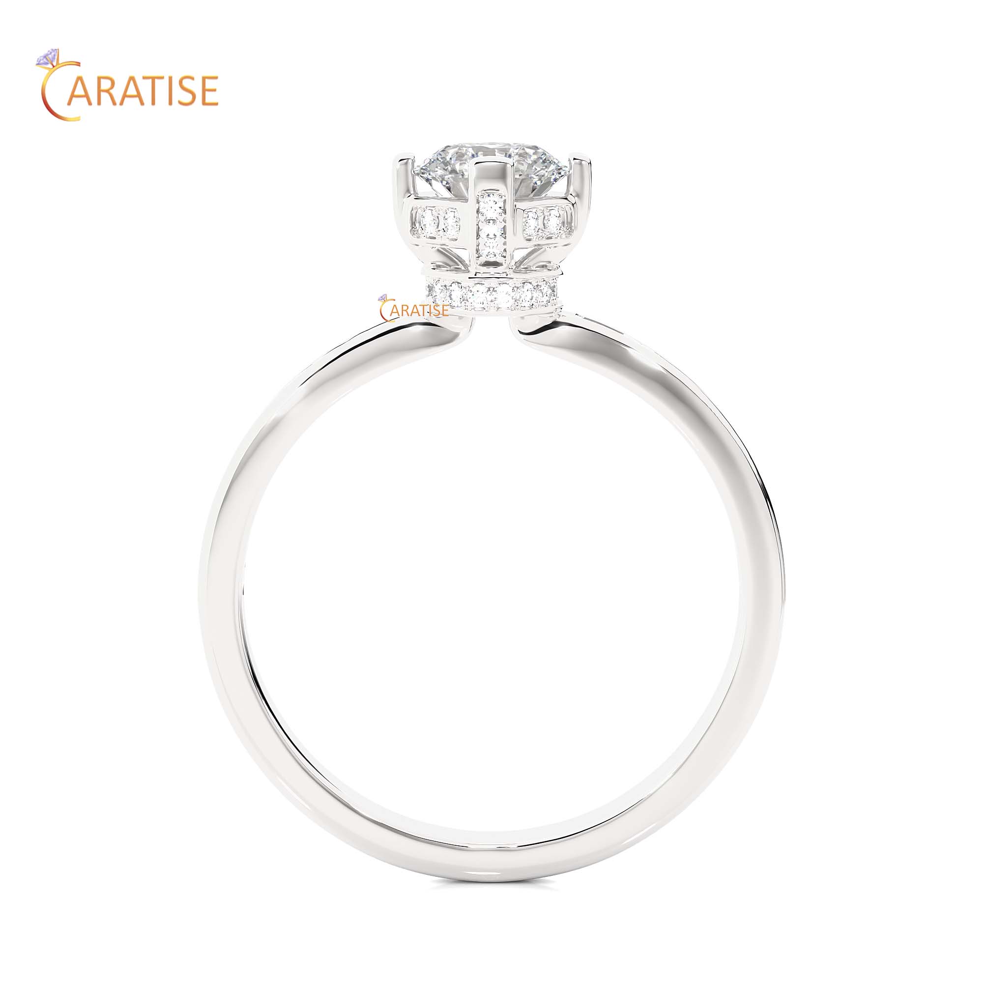 0.78 TDW Round Cut Engagement Moissanite Diamond Ring 925 Silver