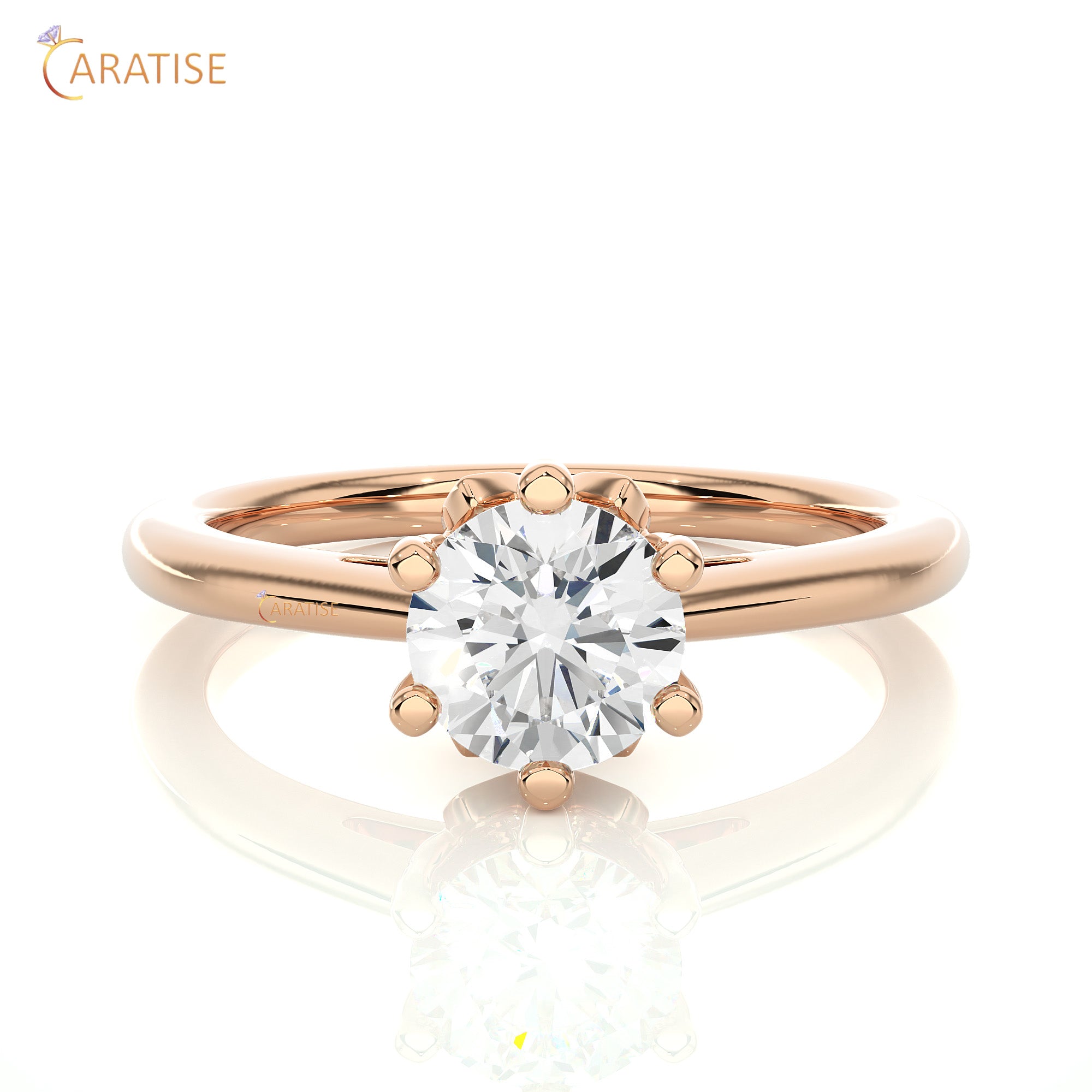 1.05 TDW Round Cut Moissanite Diamond Engagement Ring 925 Silver