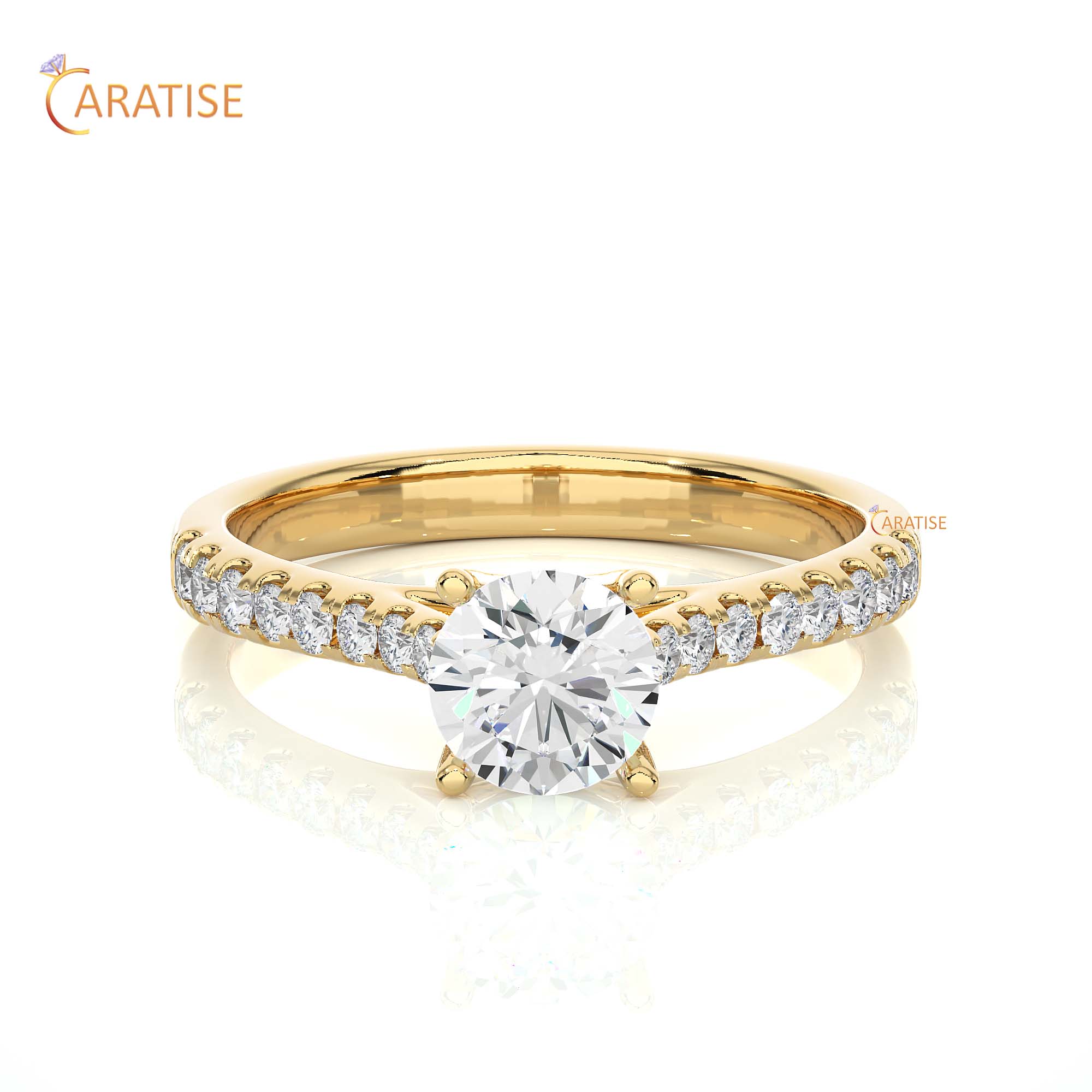 0.85 TDW Round Cut Engagement Moissanite Diamond Ring 925 Silver