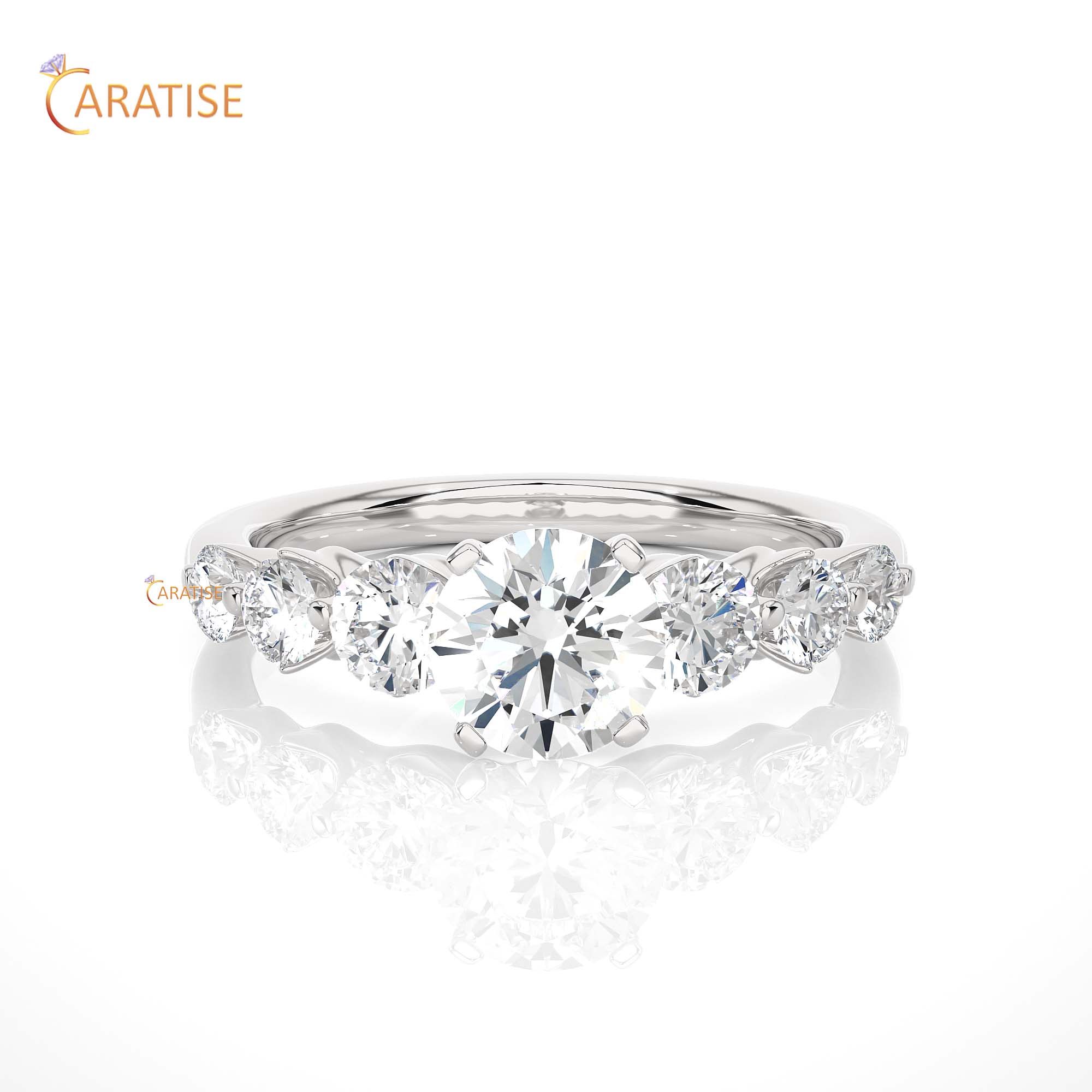 1.43 TDW Round Cut Engagement Moissanite Diamond Ring 925 Silver