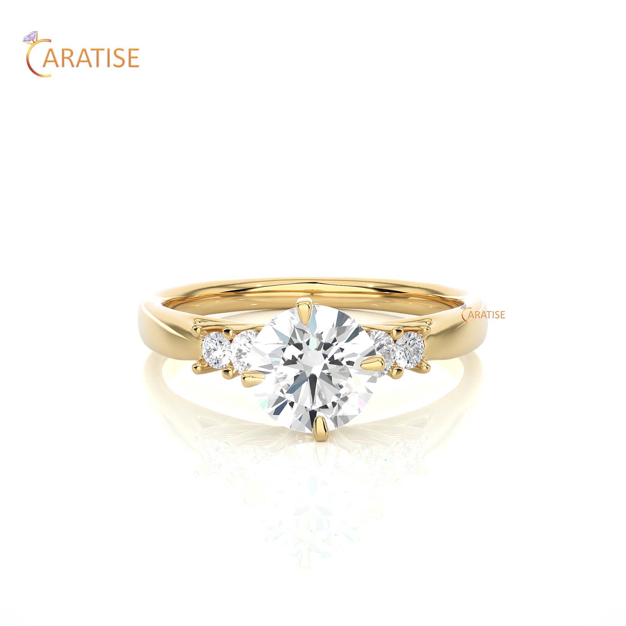 0.59 TDW Round Cut Engagement Moissanite Diamond Ring 925 Silver