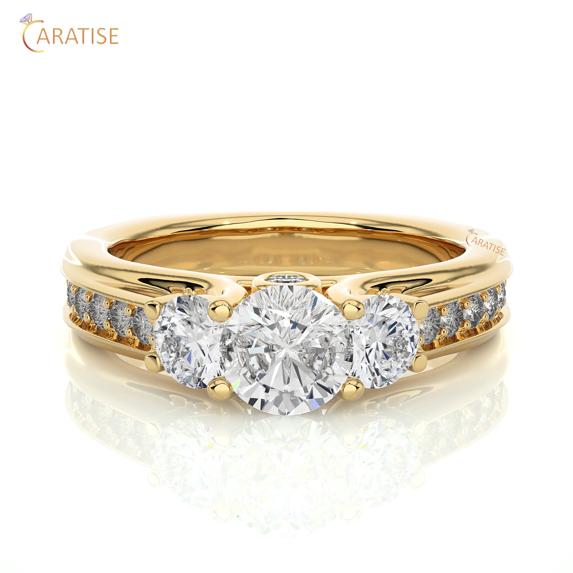 1.70 TDW Round Cut Engagement Moissanite Diamond Ring 925 Silver