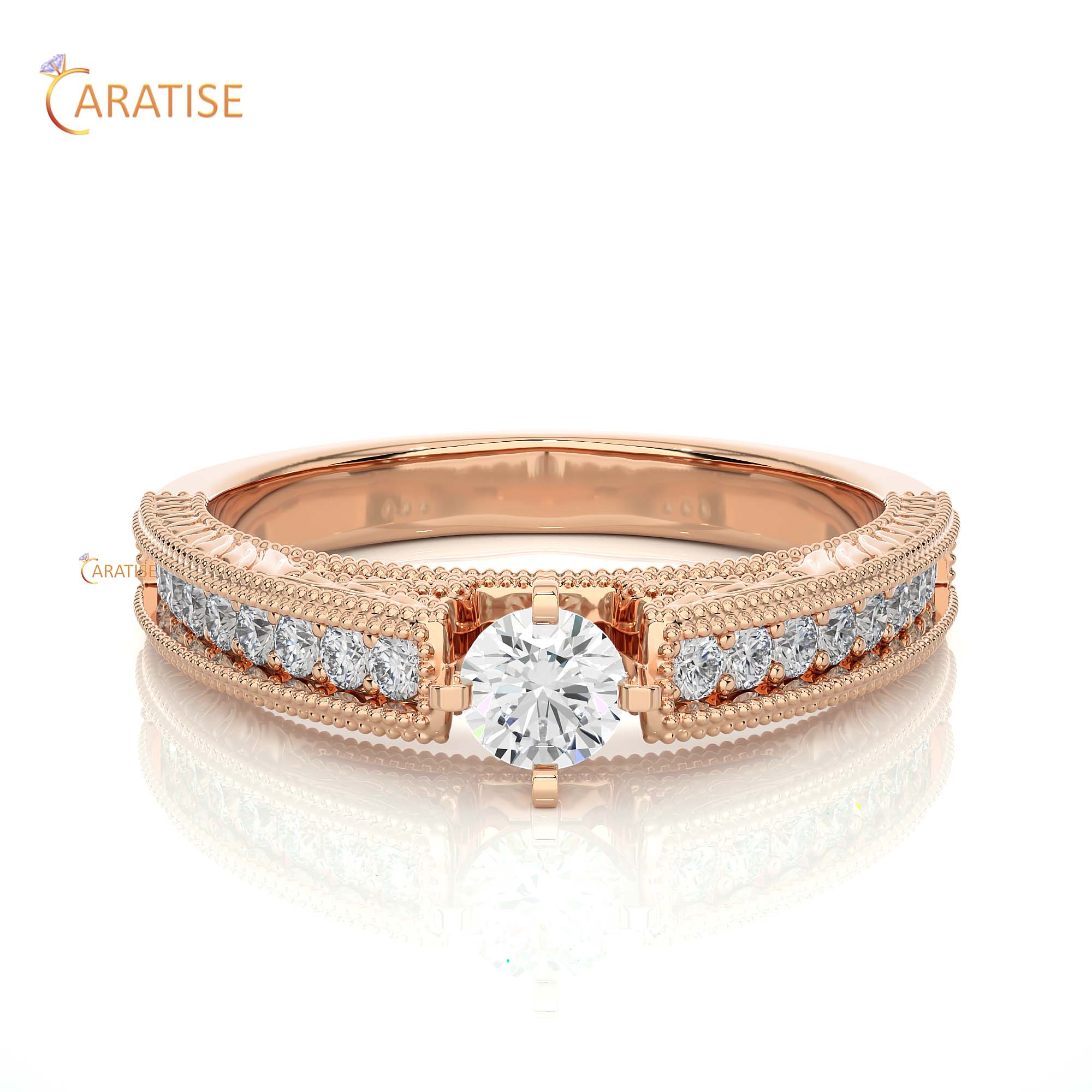 0.48 TDW Round Cut Engagement Moissanite Diamond Ring 925 Silver