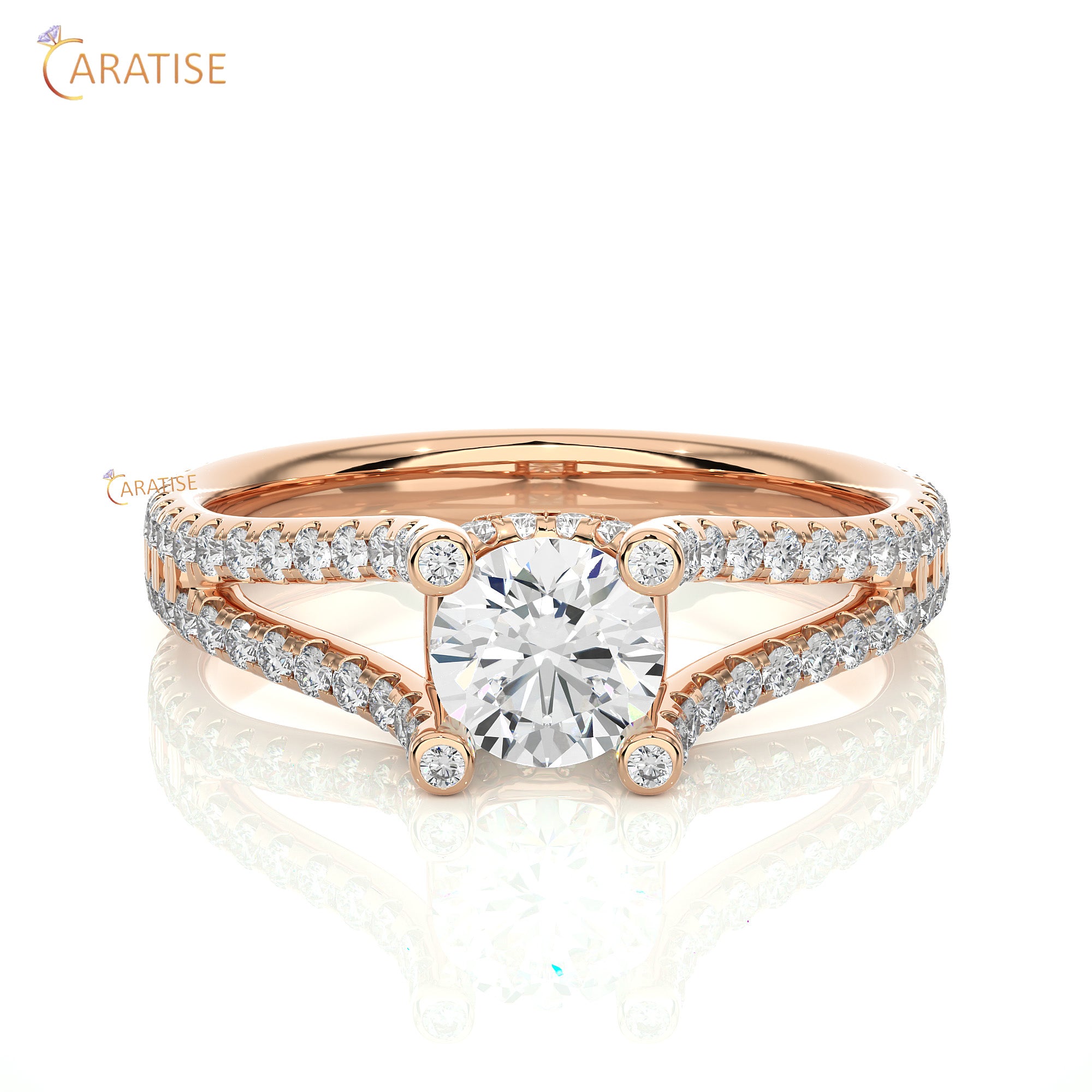 1.08 TDW Round Cut Engagement Moissanite Diamond Ring 925 Silver