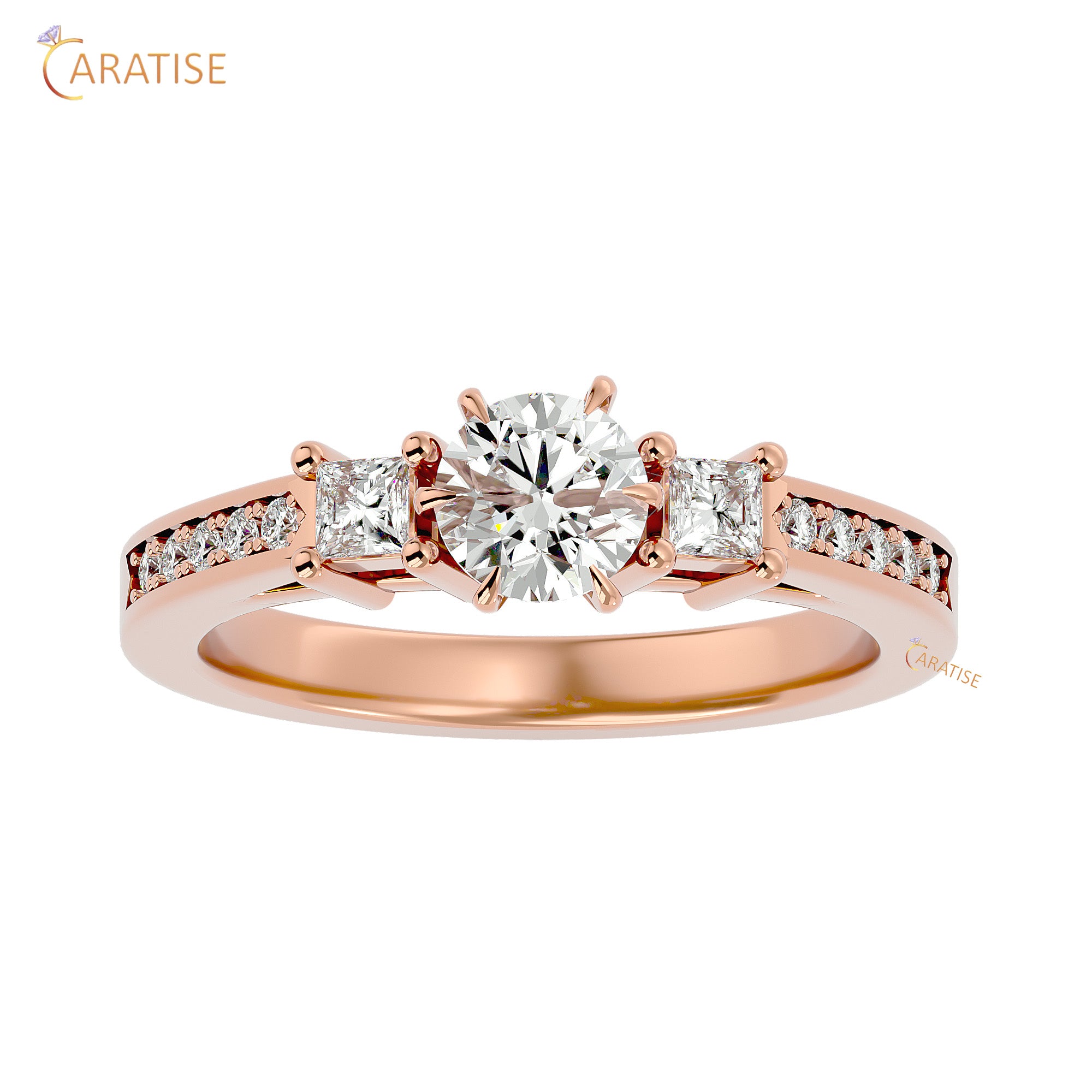 0.85 TDW Round Cut Engagement Moissanite Diamond Ring 925 Silver