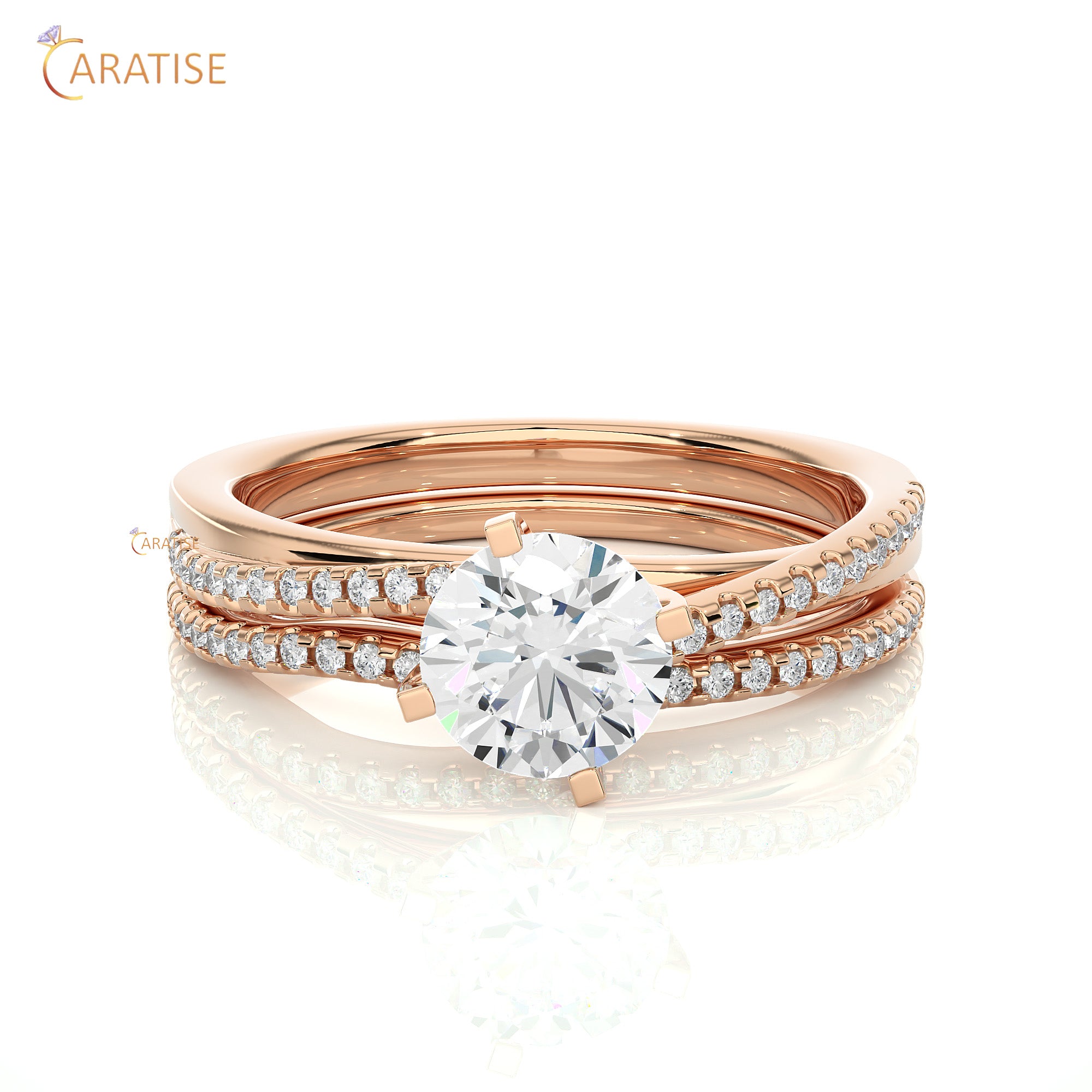 0.72 TDW Round Cut Moissanite Diamond Engagement Ring 925 Silver