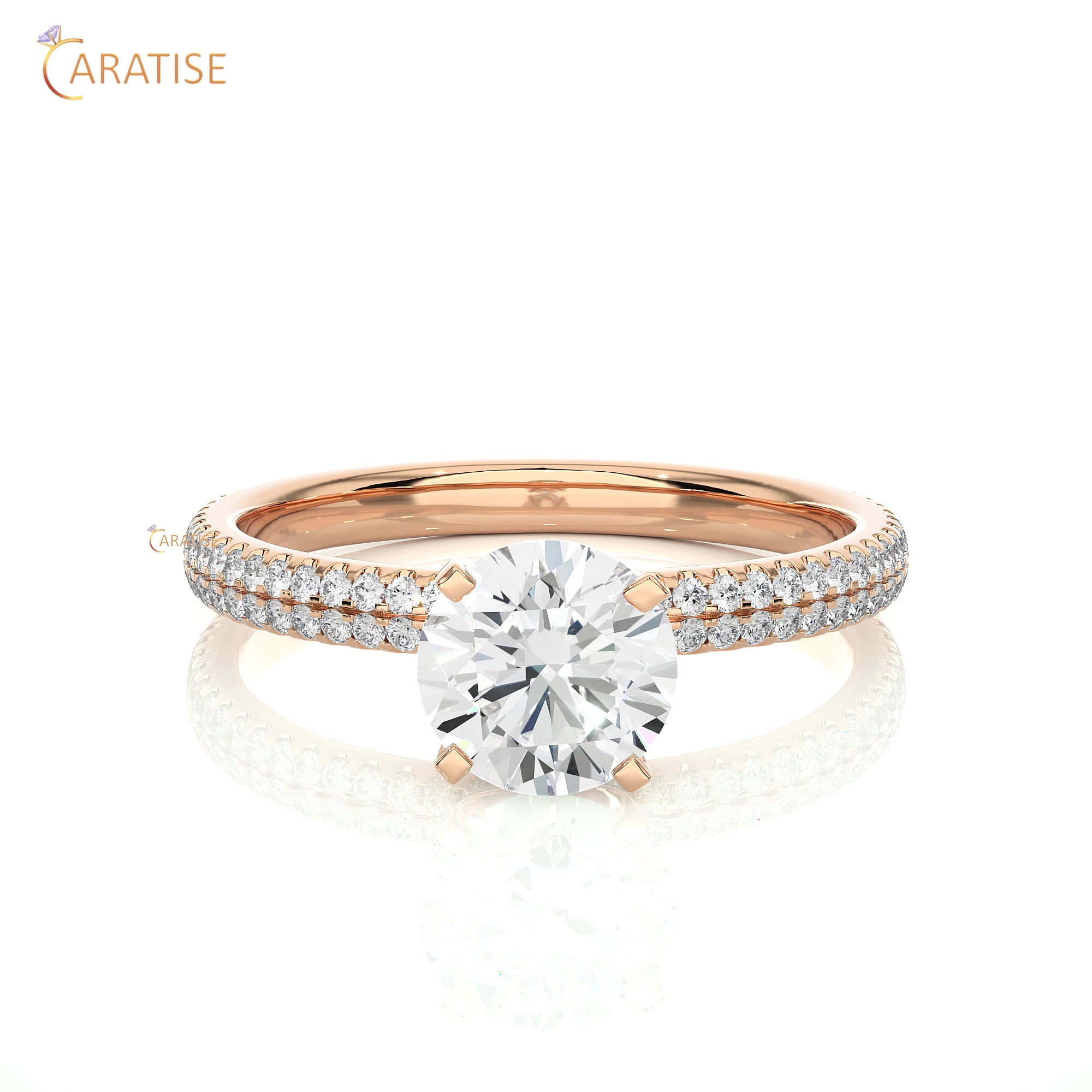 1.14 TDW Round Cut Engagement Moissanite Diamond Ring 925 Silver