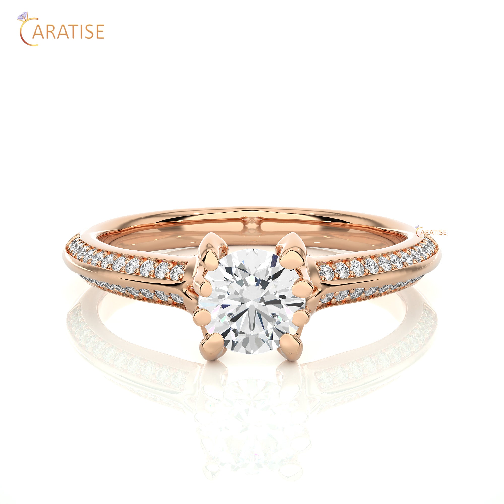 0.86 TDW Round Cut Engagement Moissanite Diamond Ring 925 Silver