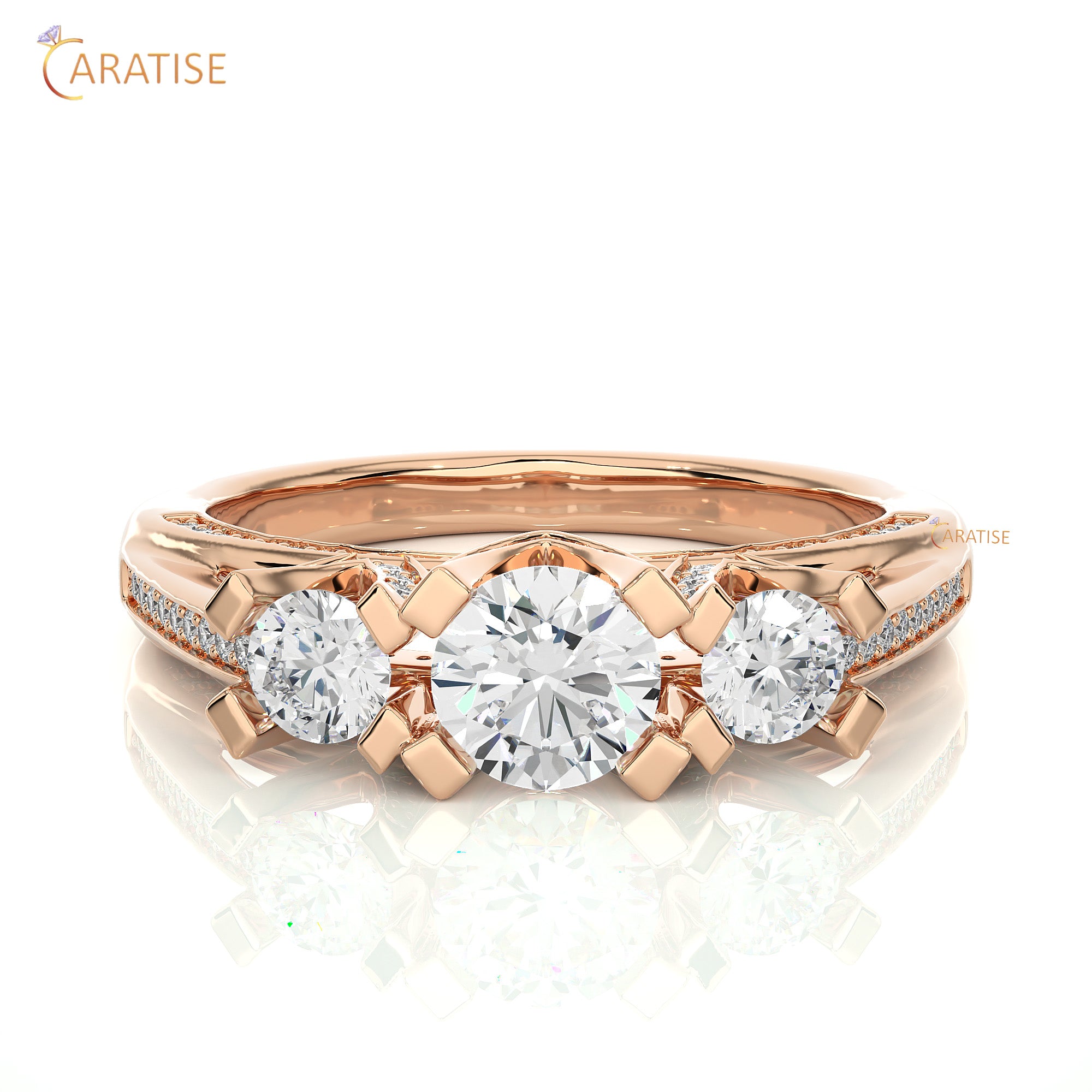 1.20 TDW Round Cut Engagement Moissanite Diamond Ring 925 Silver