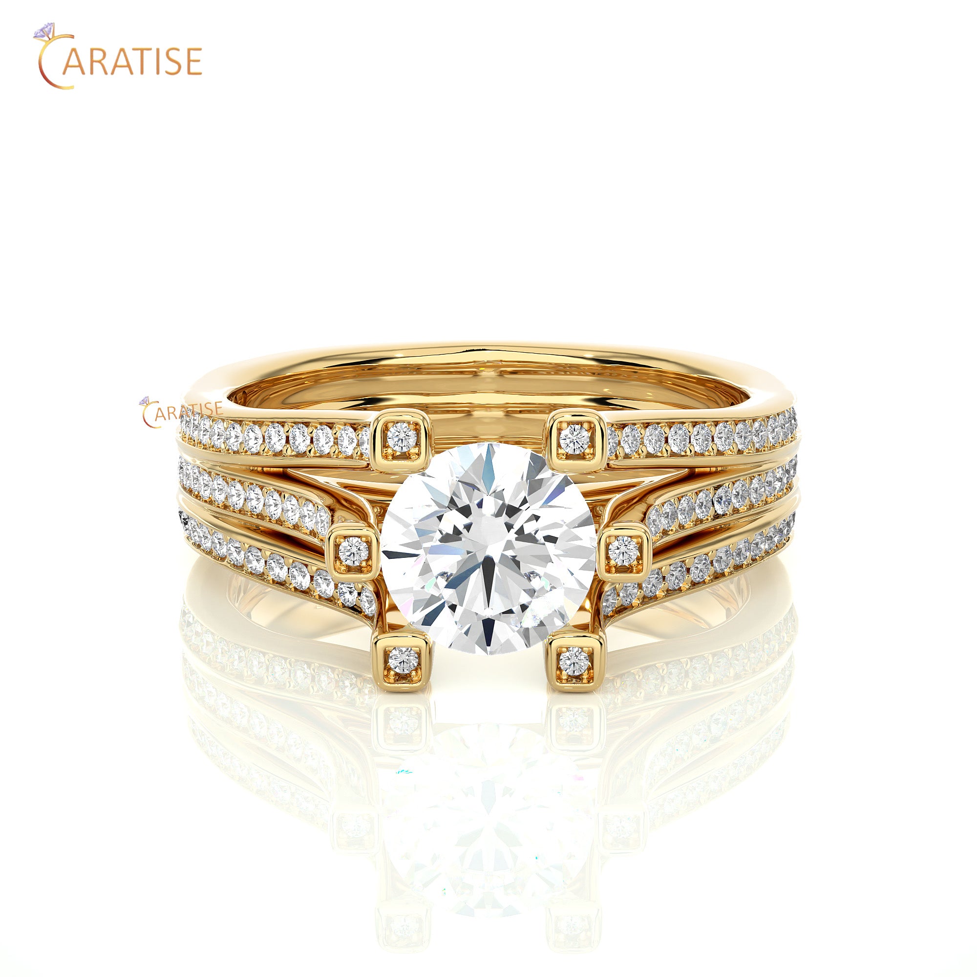 1.48 TDW Round Cut Moissanite Diamond Halo Ring 925 Silver