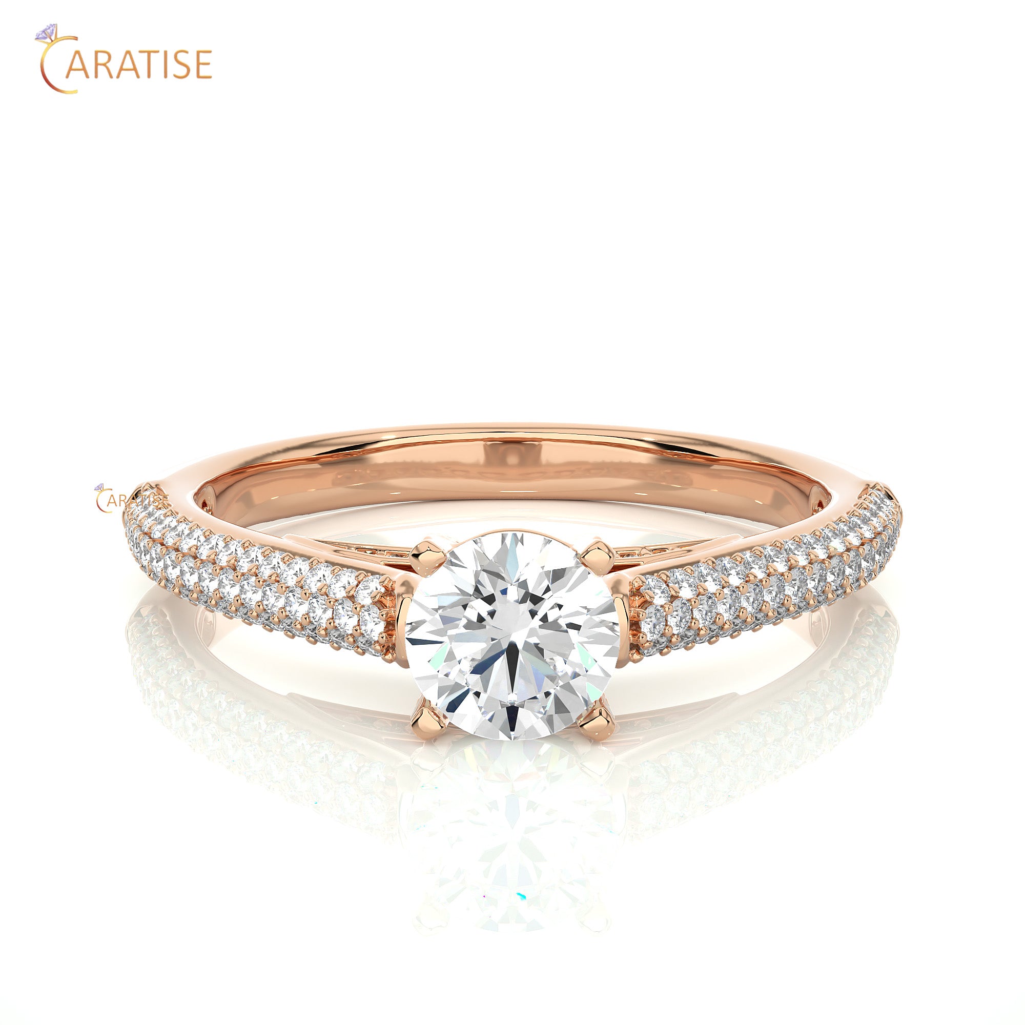 0.95 TDW Round Cut Engagement Moissanite Diamond Ring 925 Silver