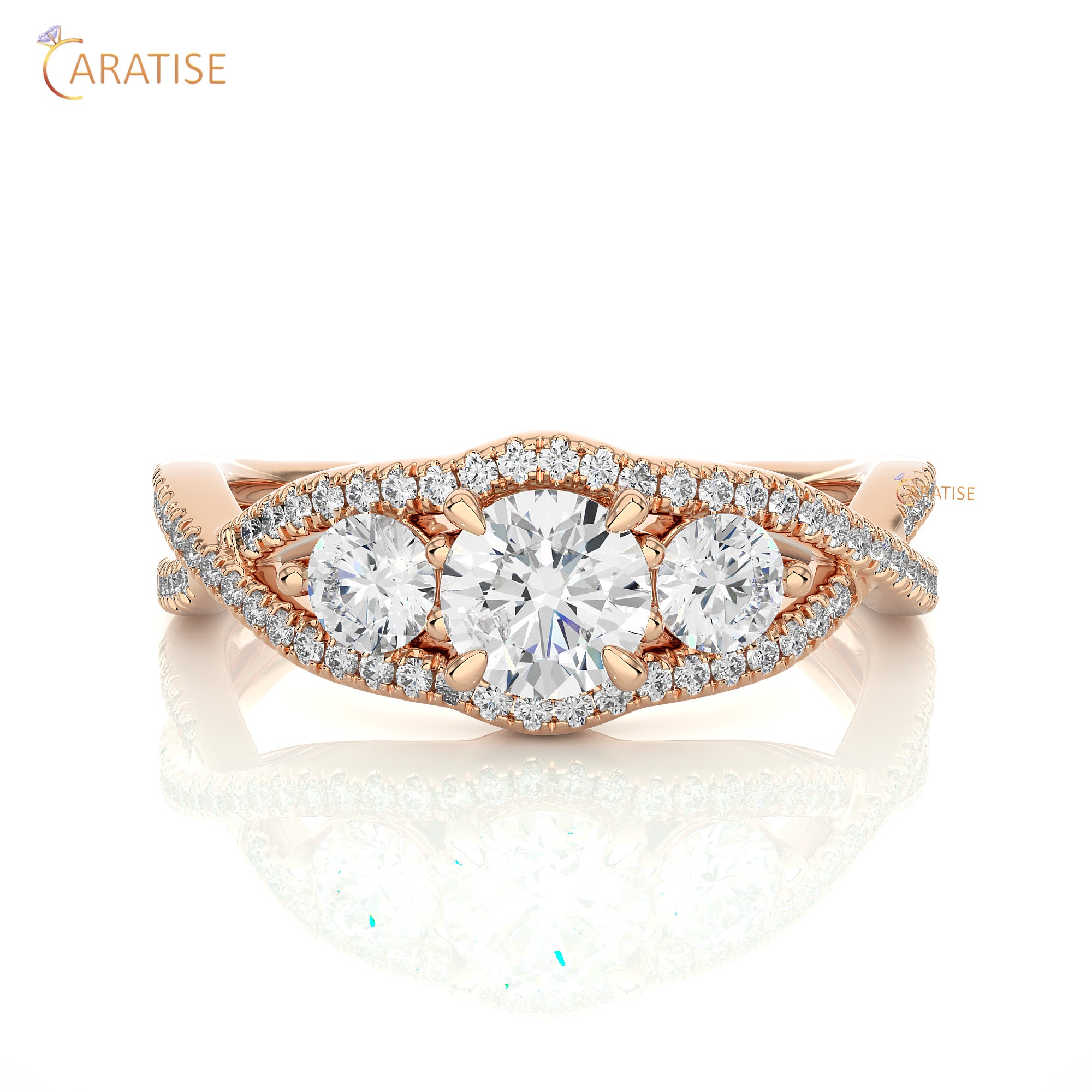 1.07 TDW Round Cut Engagement Moissanite Diamond Ring 925 Silver