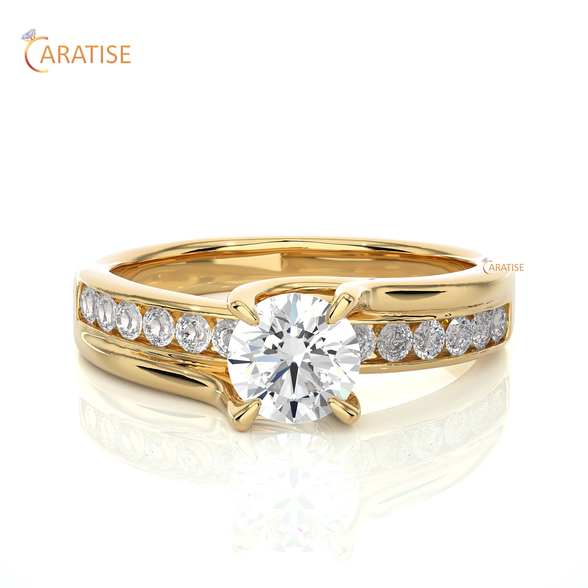 0.97 TDW Round Cut Engagement Moissanite Diamond Ring 925 Silver