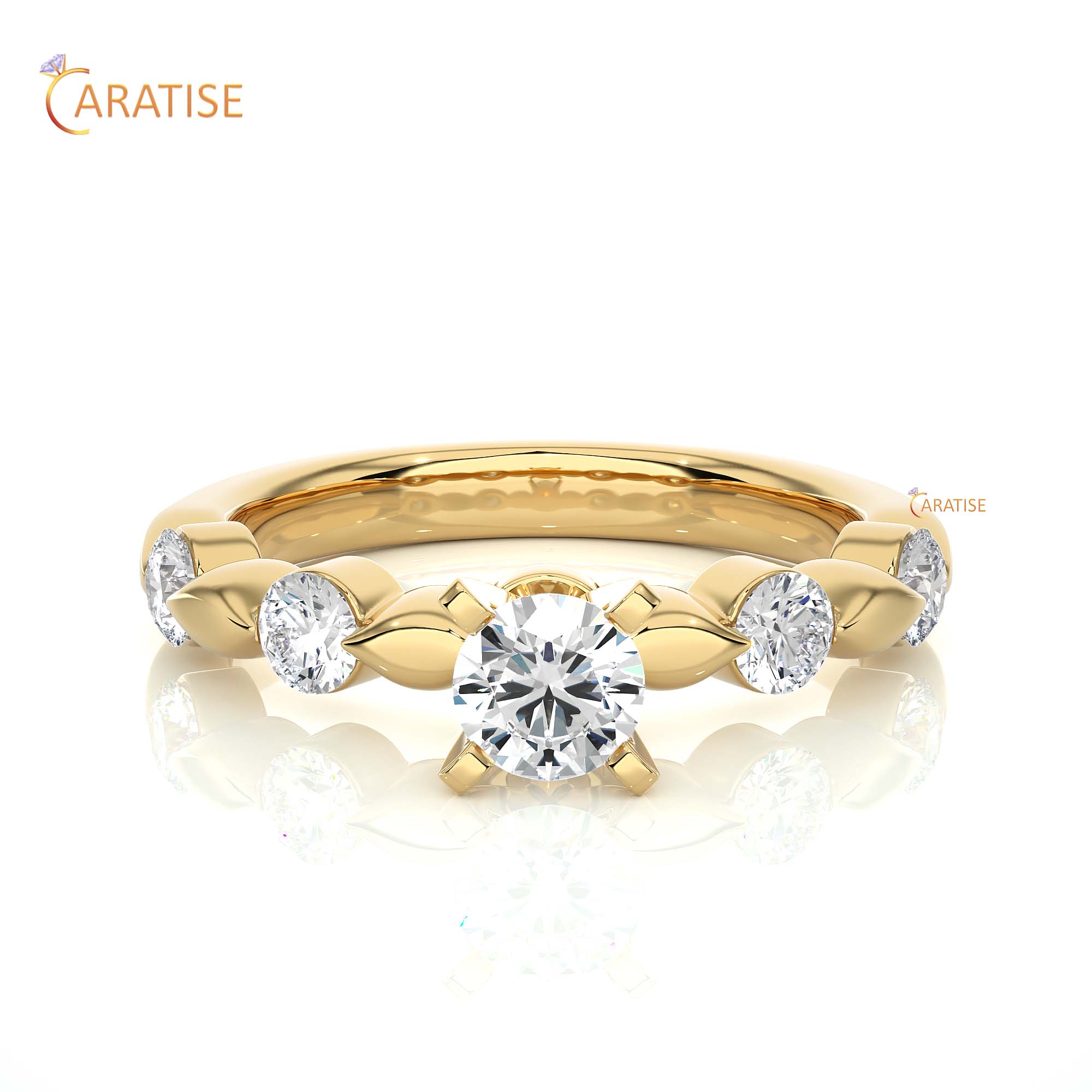 0.90 TDW Round Cut Engagement Moissanite Diamond Ring 925 Silver