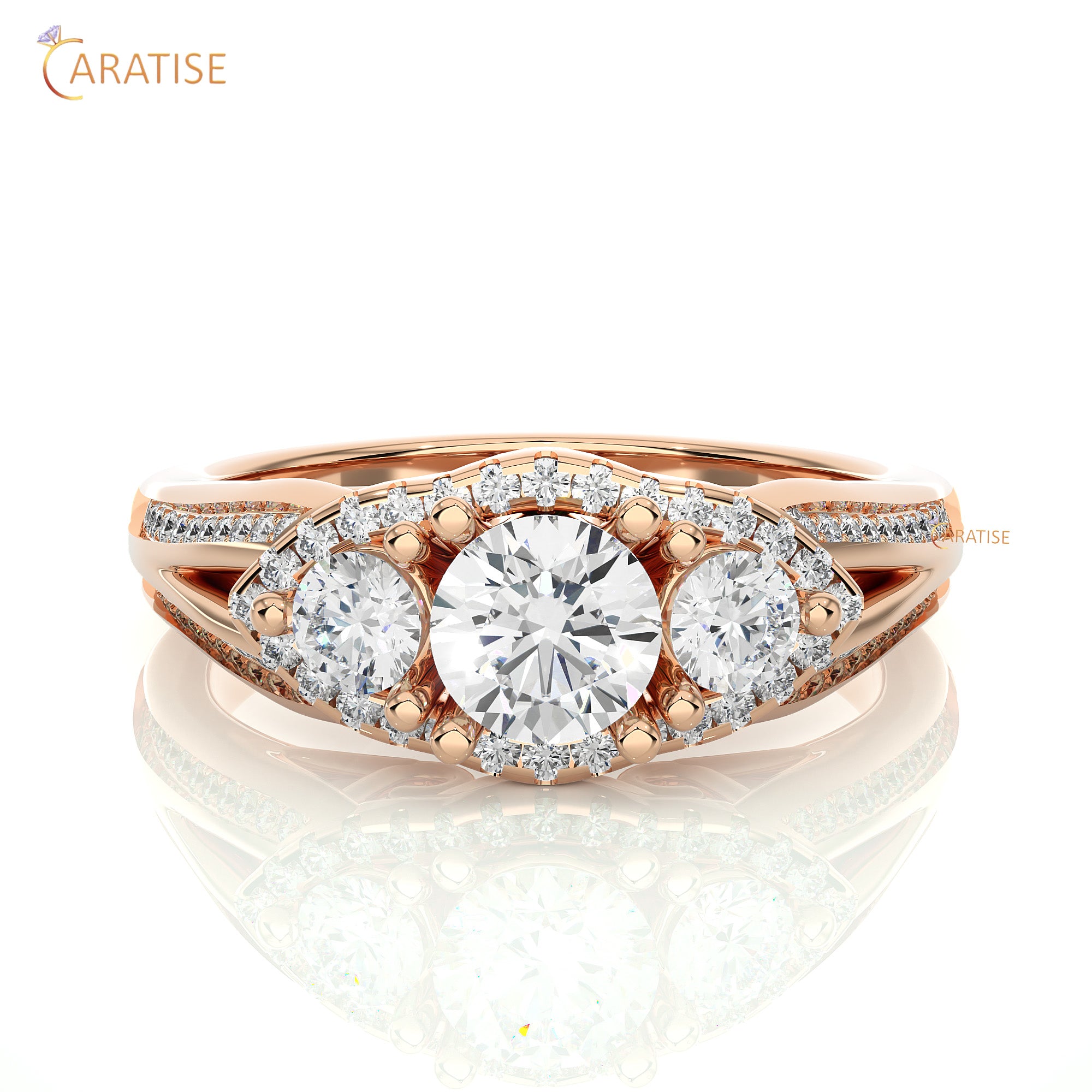 1.14 TDW Round Cut Engagement Moissanite Diamond Ring 925 Silver