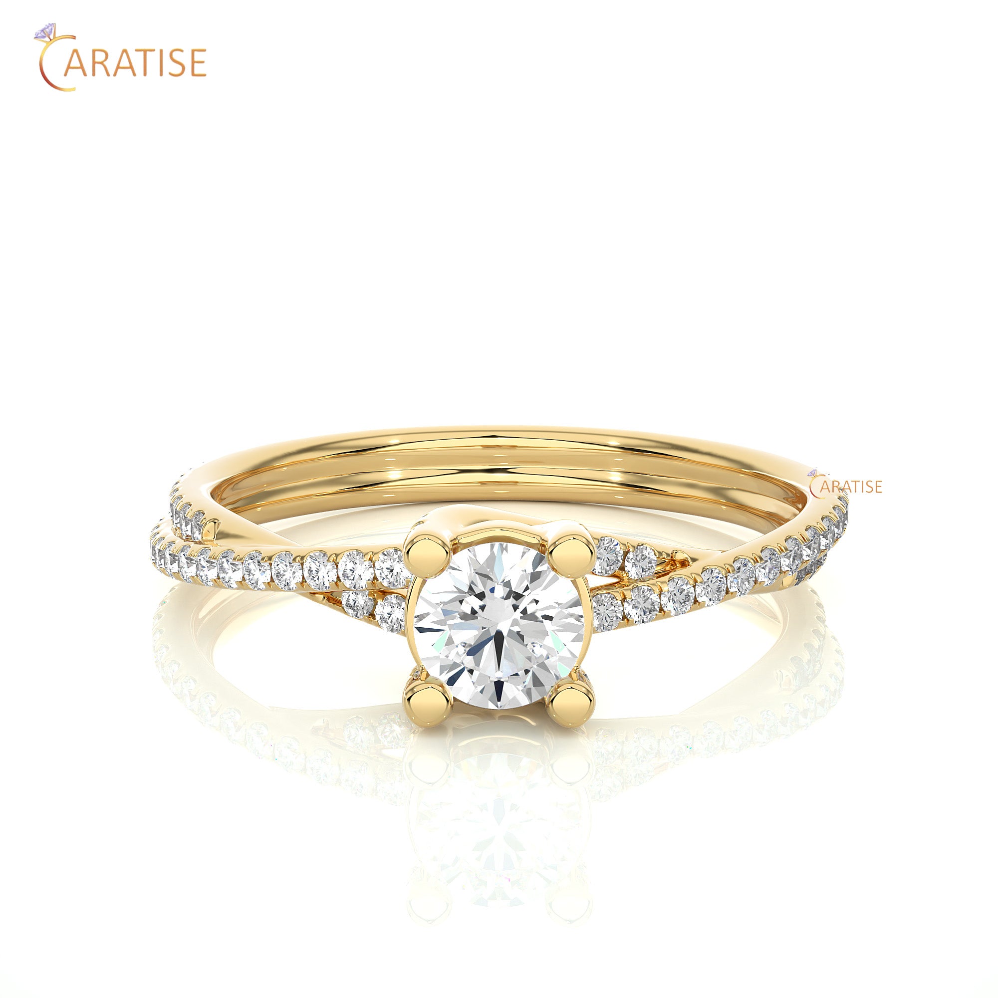 0.74 TDW Round Cut Women's Engagement Diamond Ring