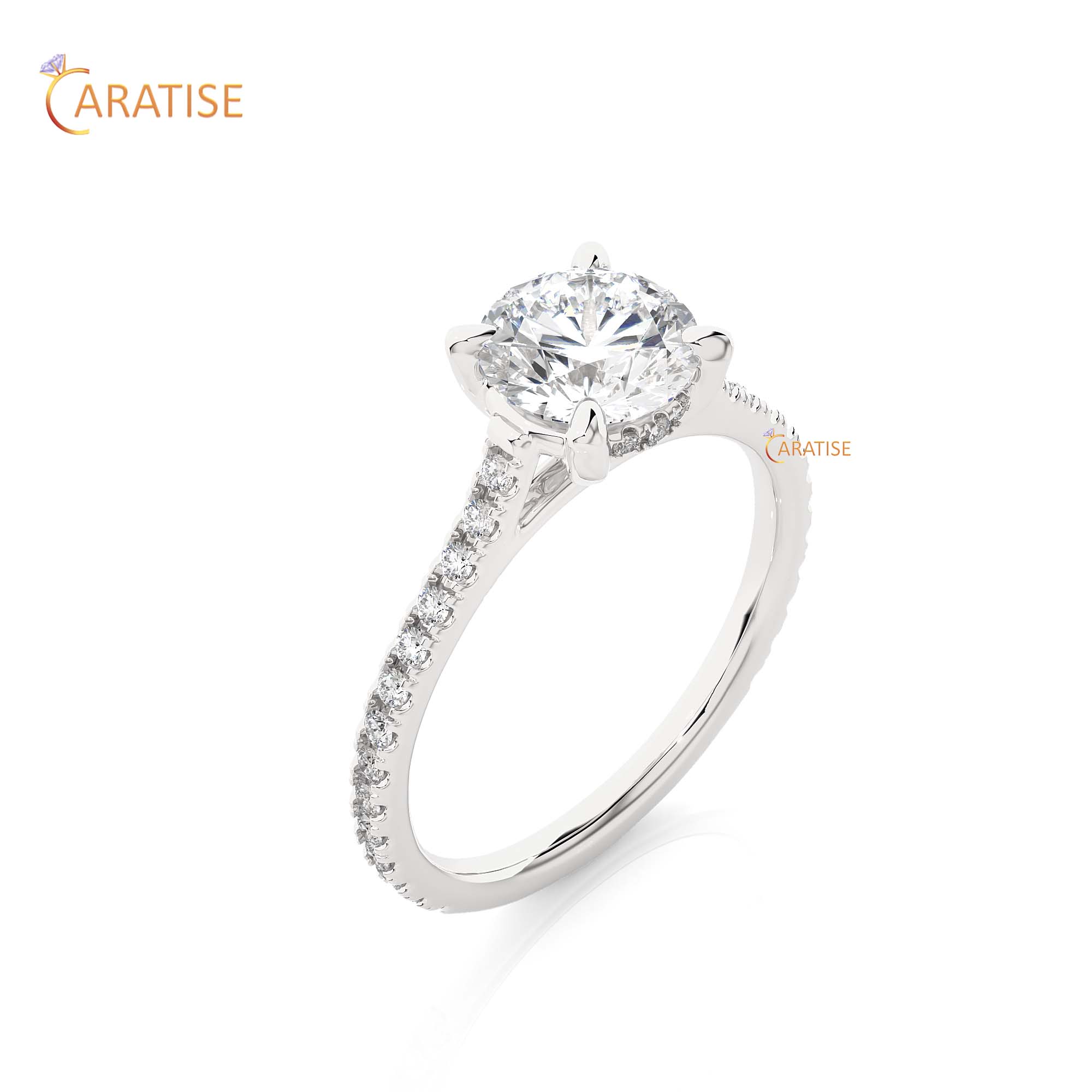 1.58 TDW Round Cut Engagement Moissanite Diamond Ring 925 Silver