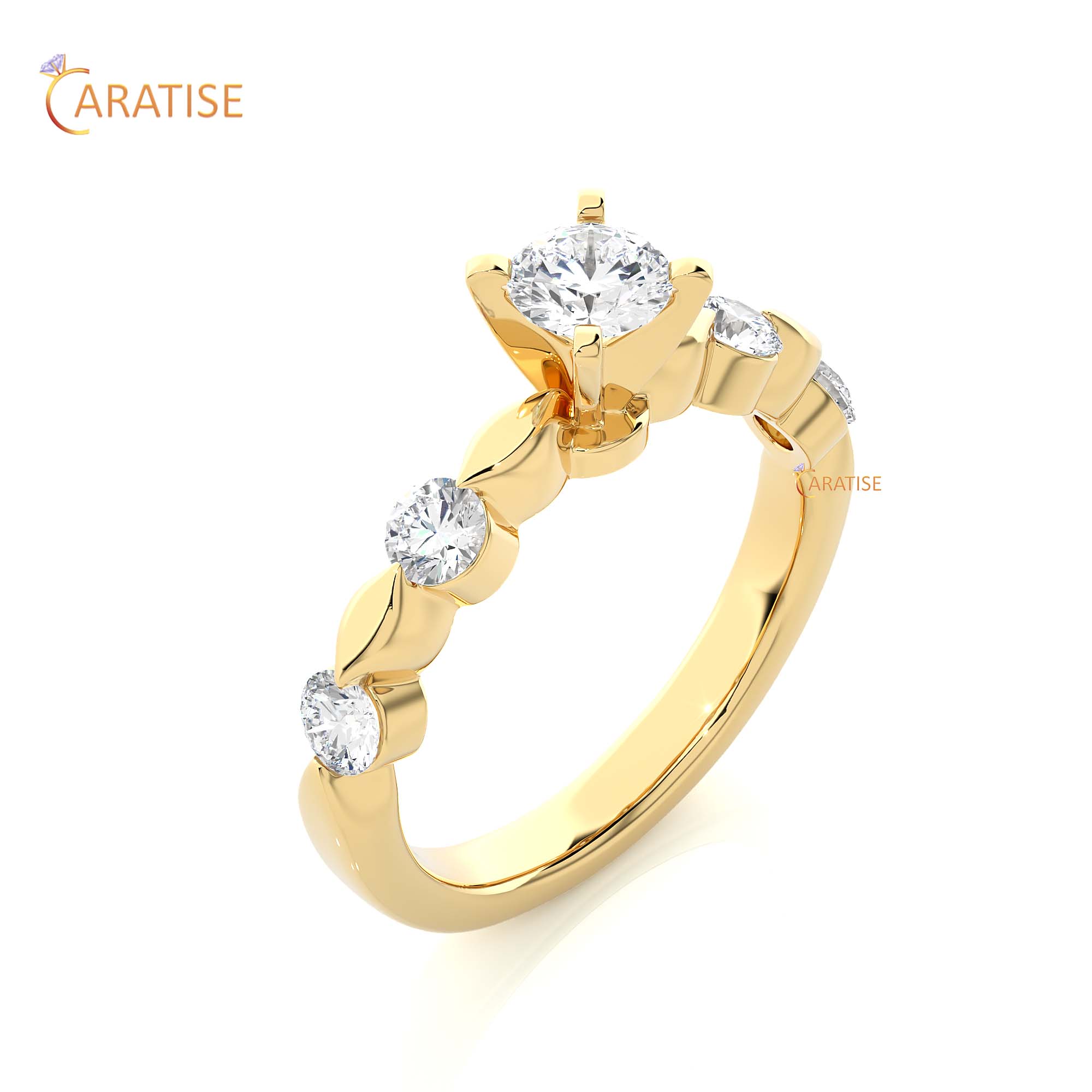 0.90 TDW Round Cut Engagement Moissanite Diamond Ring 925 Silver