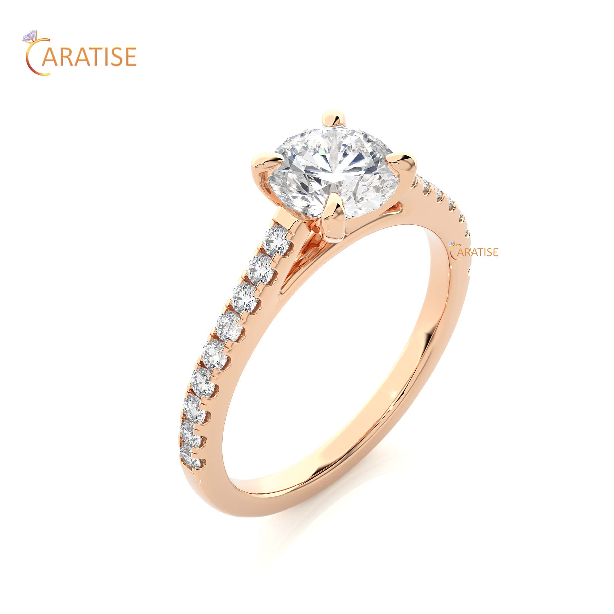 1.36 TDW Round Cut Engagement Moissanite Diamond Ring 925 Silver