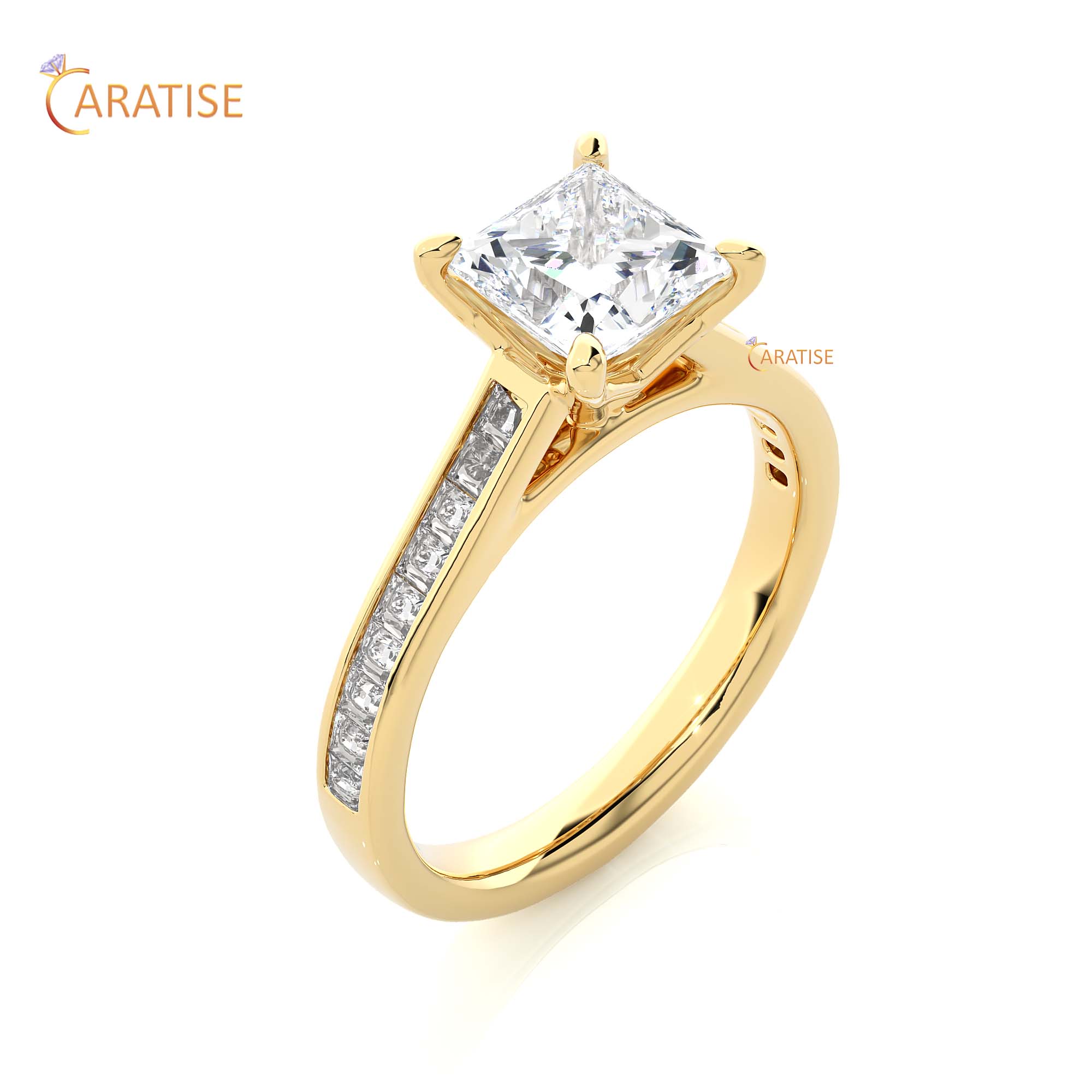 1.95 TDW Princess Cut Engagement Moissanite Diamond Ring 925 Silver