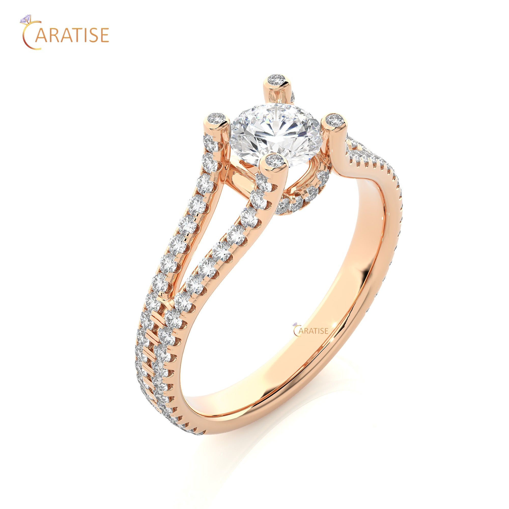 1.08 TDW Round Cut Engagement Moissanite Diamond Ring 925 Silver