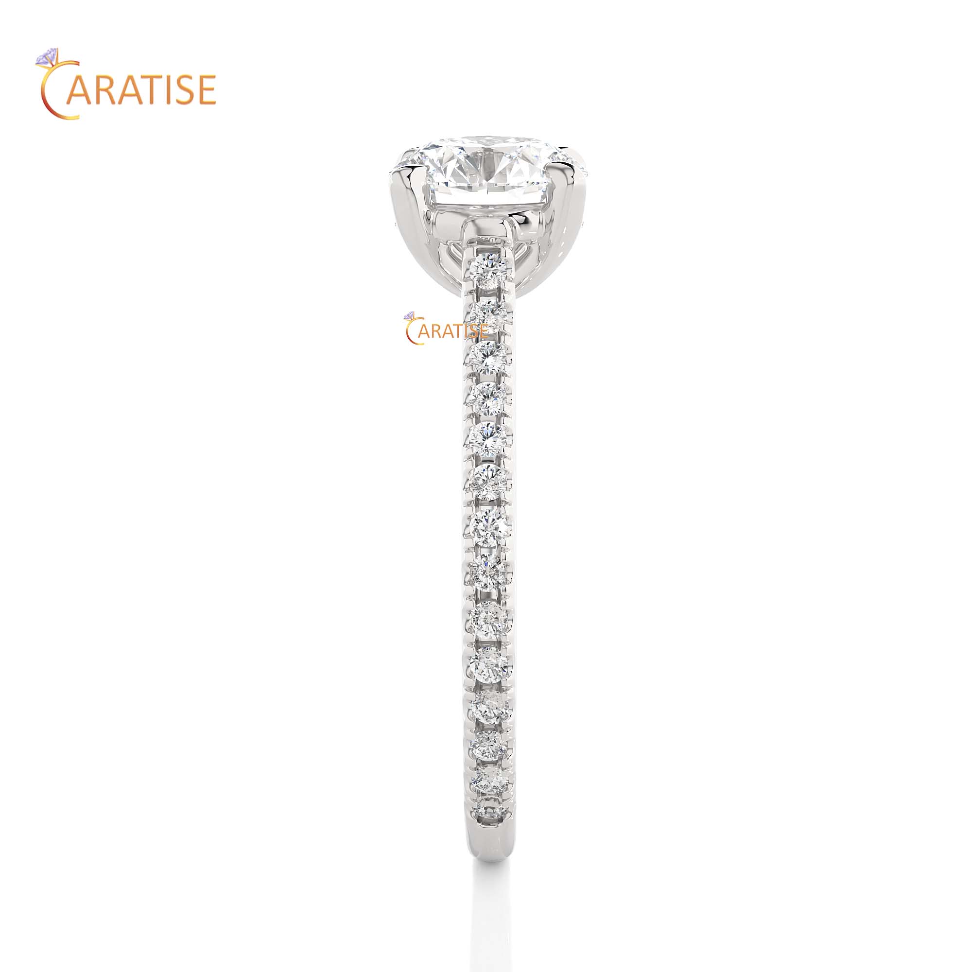 1.58 TDW Round Cut Engagement Moissanite Diamond Ring 925 Silver